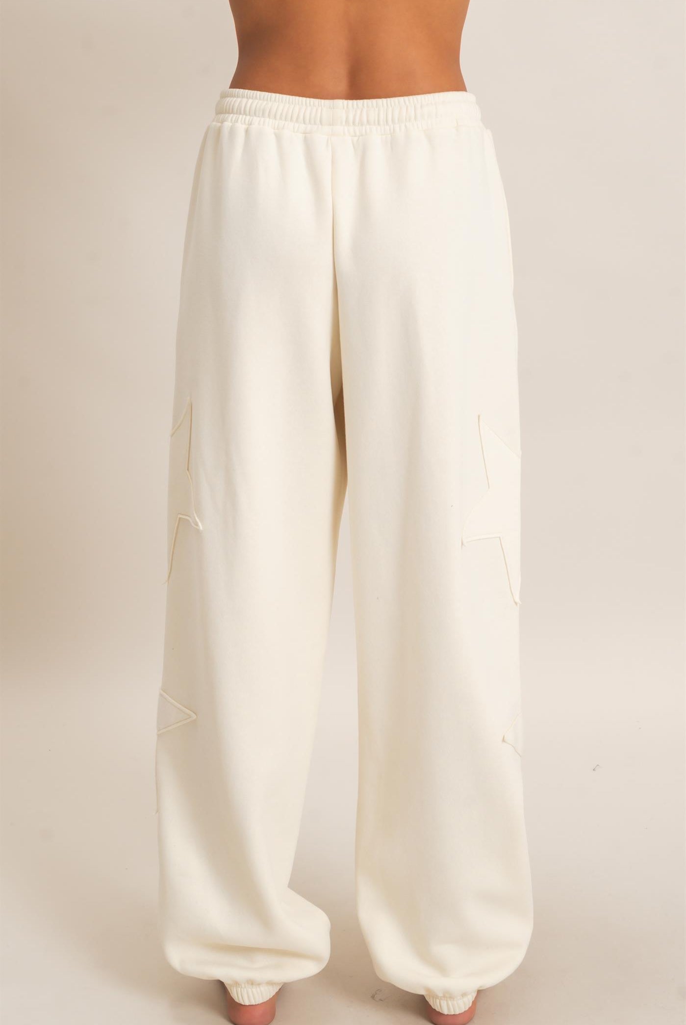 Wholesale Star Patch Jogger Pants Joggers DZ26E889 CREAM DOUBLE ZERO