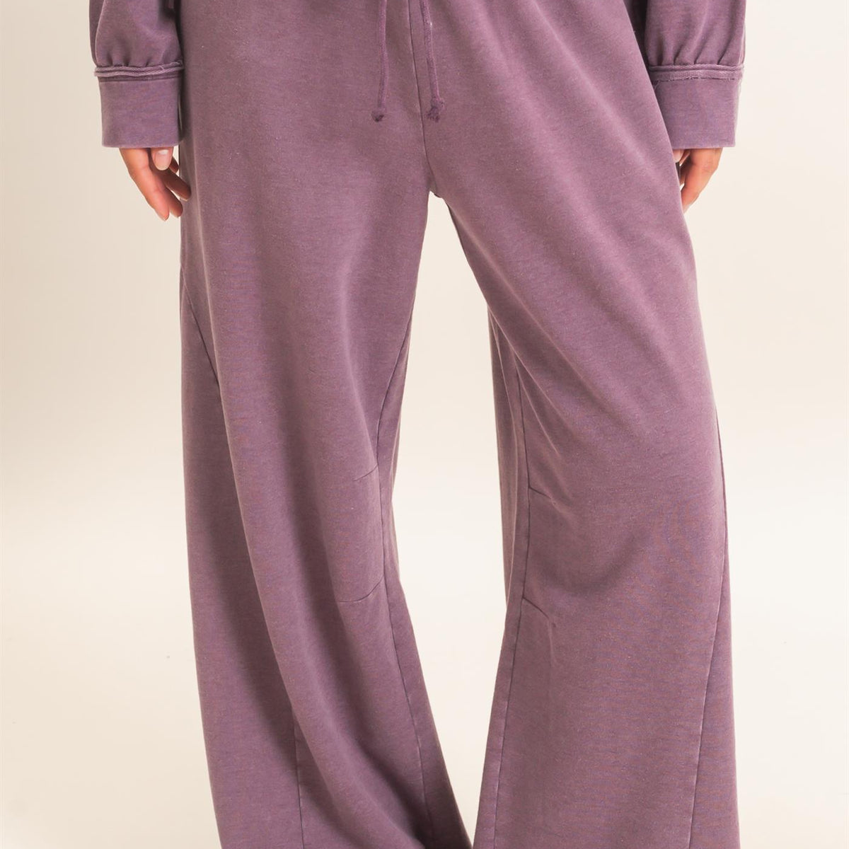 Wholesale Mineral Washed Wide Leg Pants Pants DZ26F082 DARK CHERRY DOUBLE ZERO