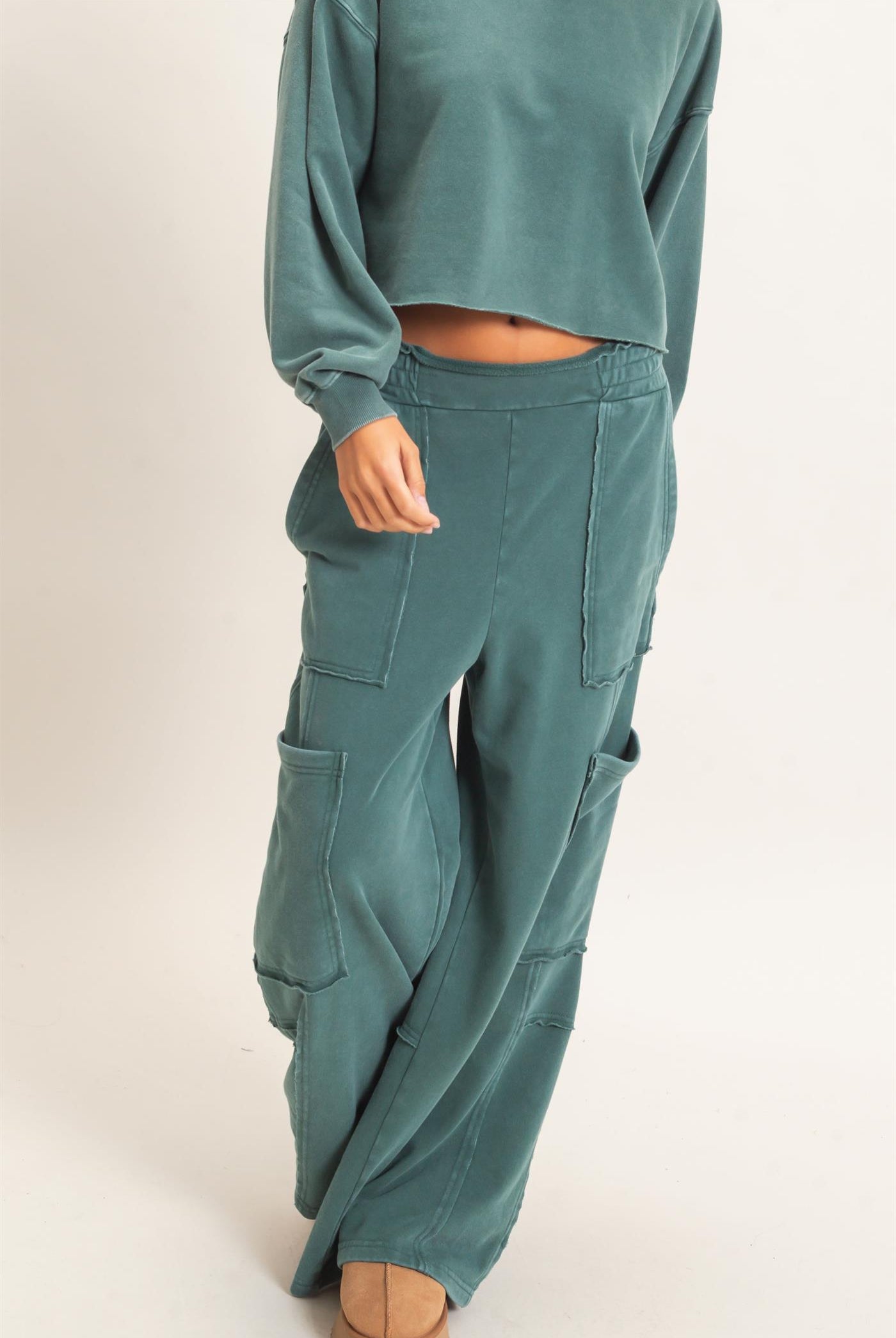 Wholesale Mineral Wash Cargo Pocket Pants Pants DZ26C963 DARK GREEN DOUBLE ZERO
