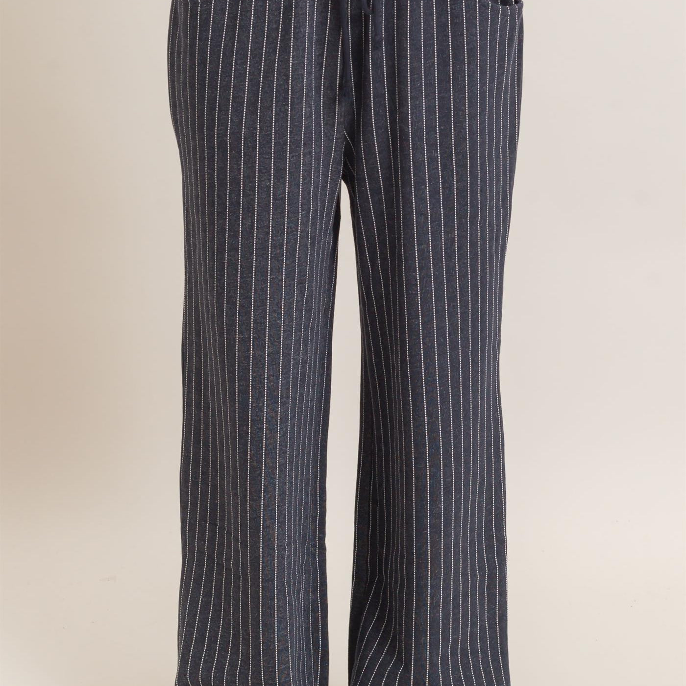 Wholesale Pinstripe Elastic Waist Sweatpants Pants DZ26A813 NAVY DOUBLE ZERO
