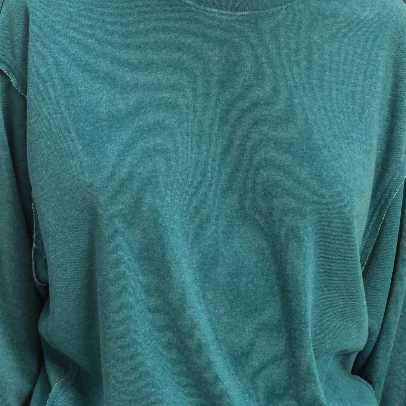 Wholesale Raw Edge Detail Burnout Sweatshirt Sweatshirts DZ26A048 DARK TEAL DOUBLE ZERO