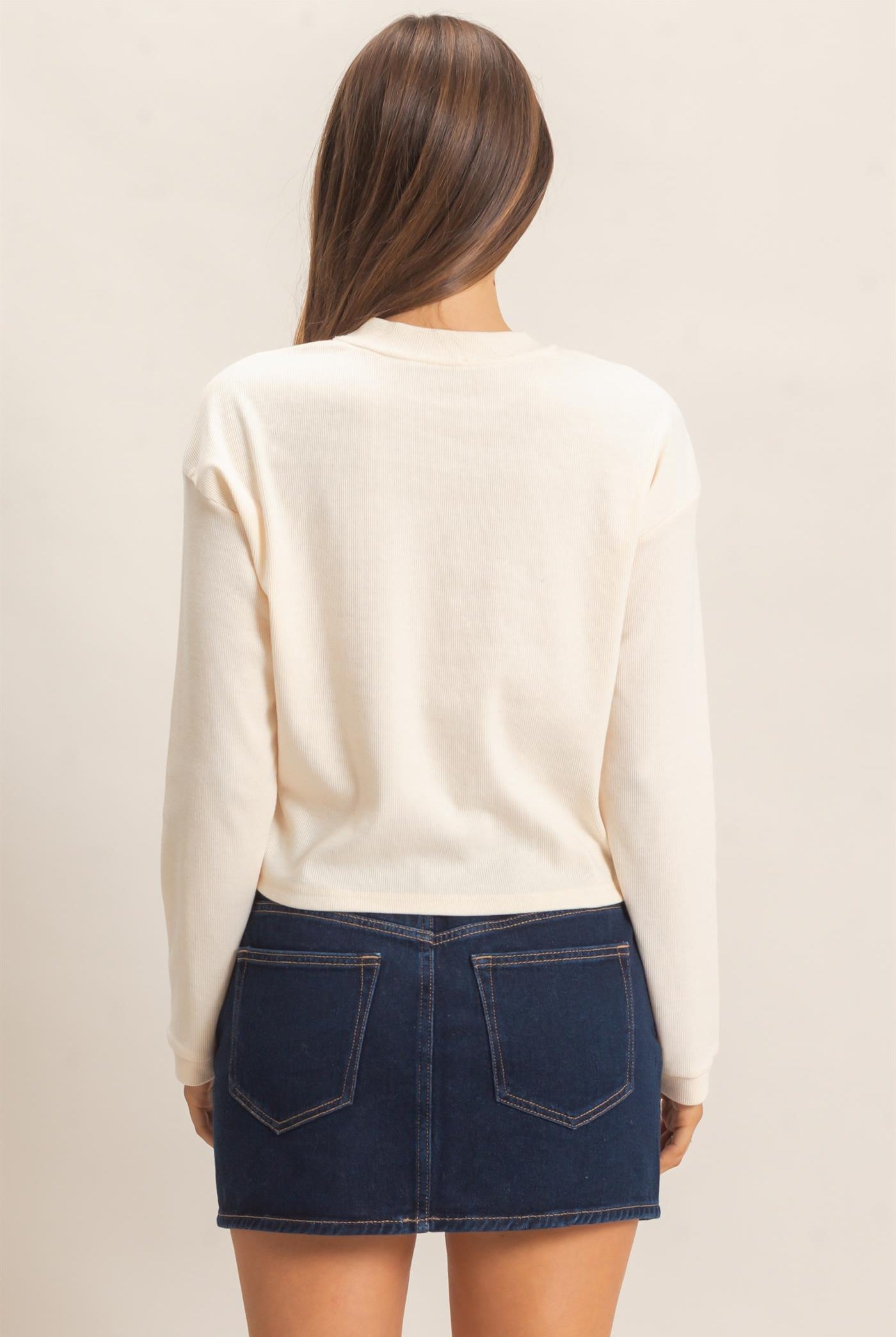 Wholesale Buttoned Henley Top Clothing Tops HF26F081 CREAM HYFVE