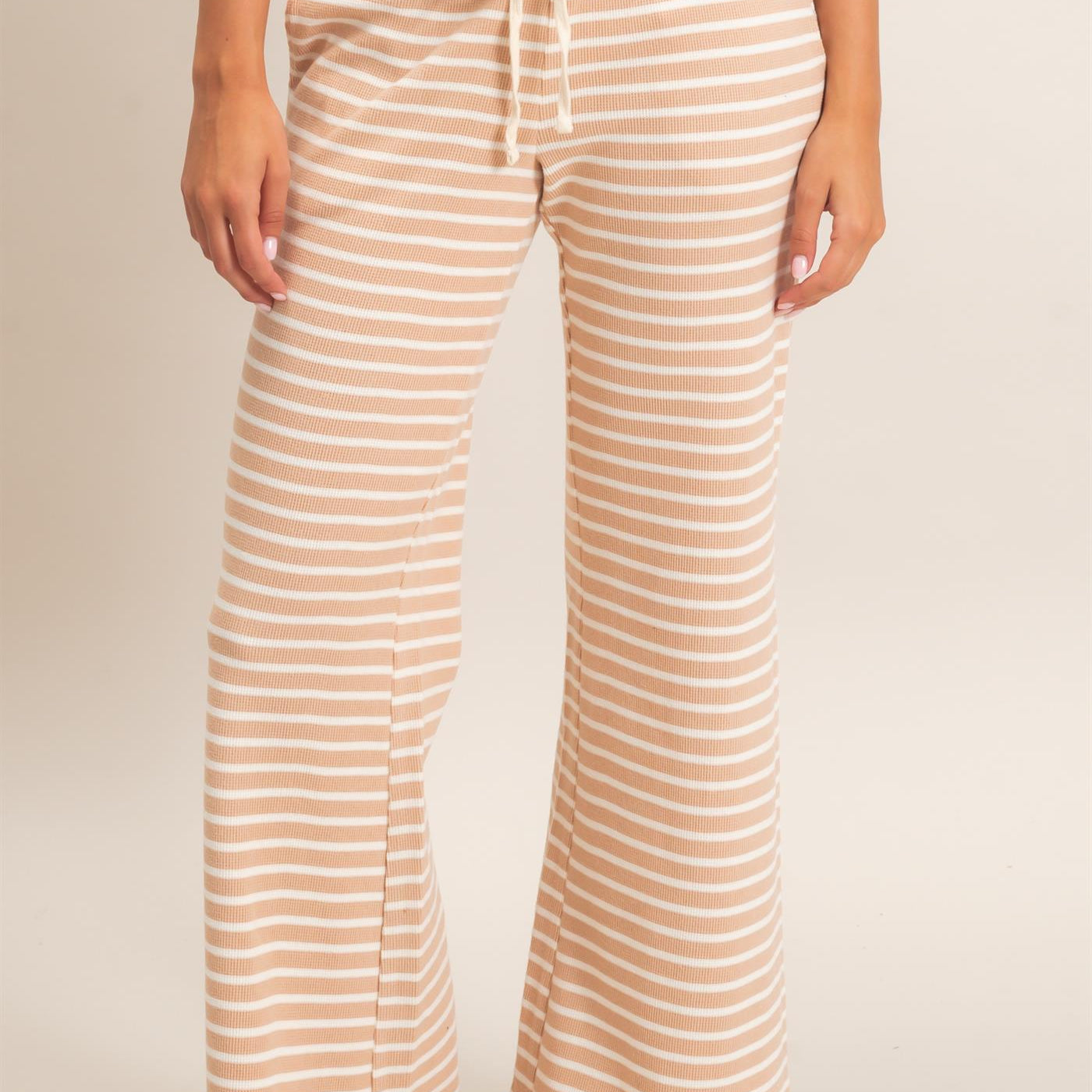 Wholesale Low Rise Striped Waffle Knit Pants Pants DZ26E553 SAND DOUBLE ZERO