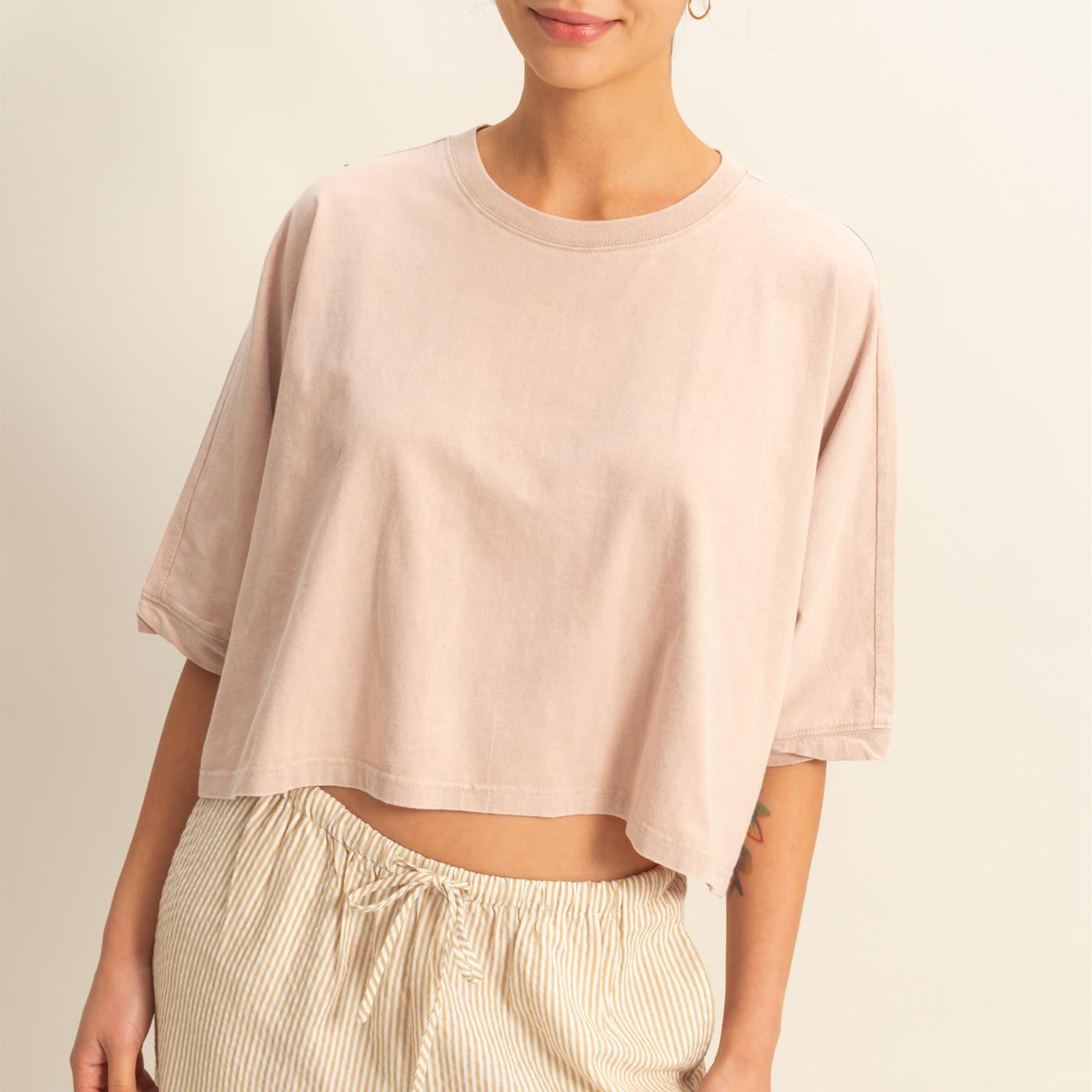 Wholesale Flowy Bat Wing Sleeves Knit Top Clothing Tops DZ25A797 TAUPE DOUBLE ZERO