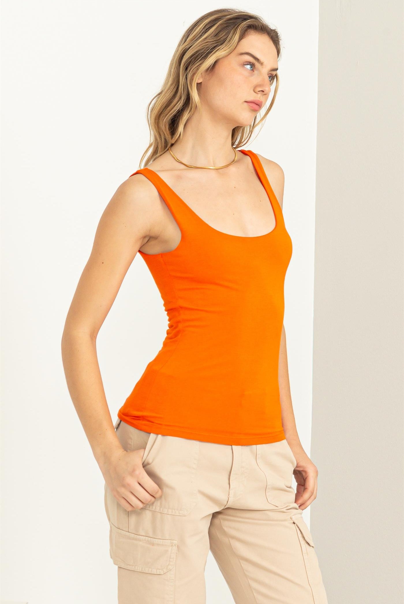 Wholesale Scoop Neck Tank Top Clothing Tops DZ23A793 PERSIMMON DOUBLE ZERO