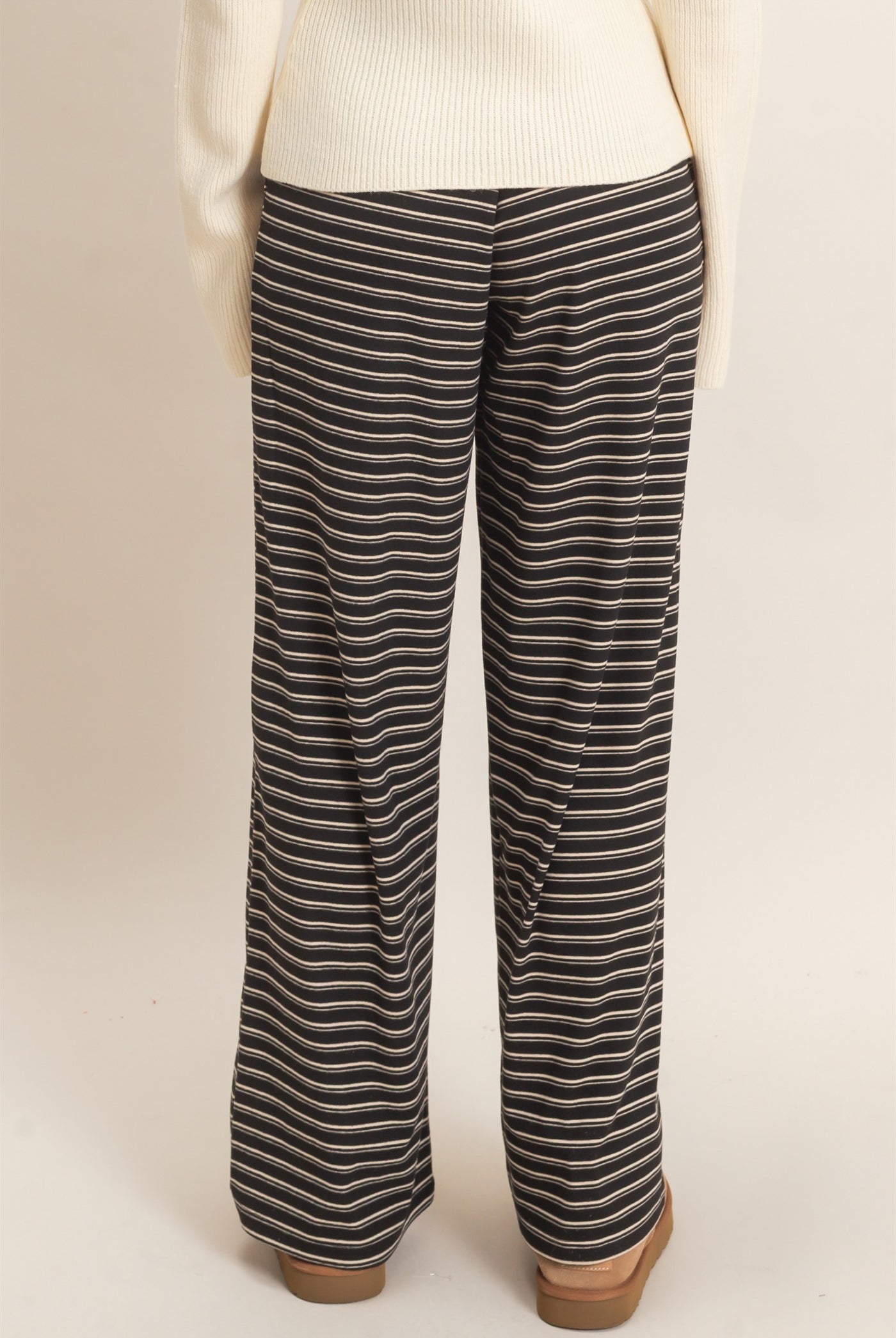 Wholesale Striped Elastic Waist Pants Pants HF26C677 BLACK HYFVE