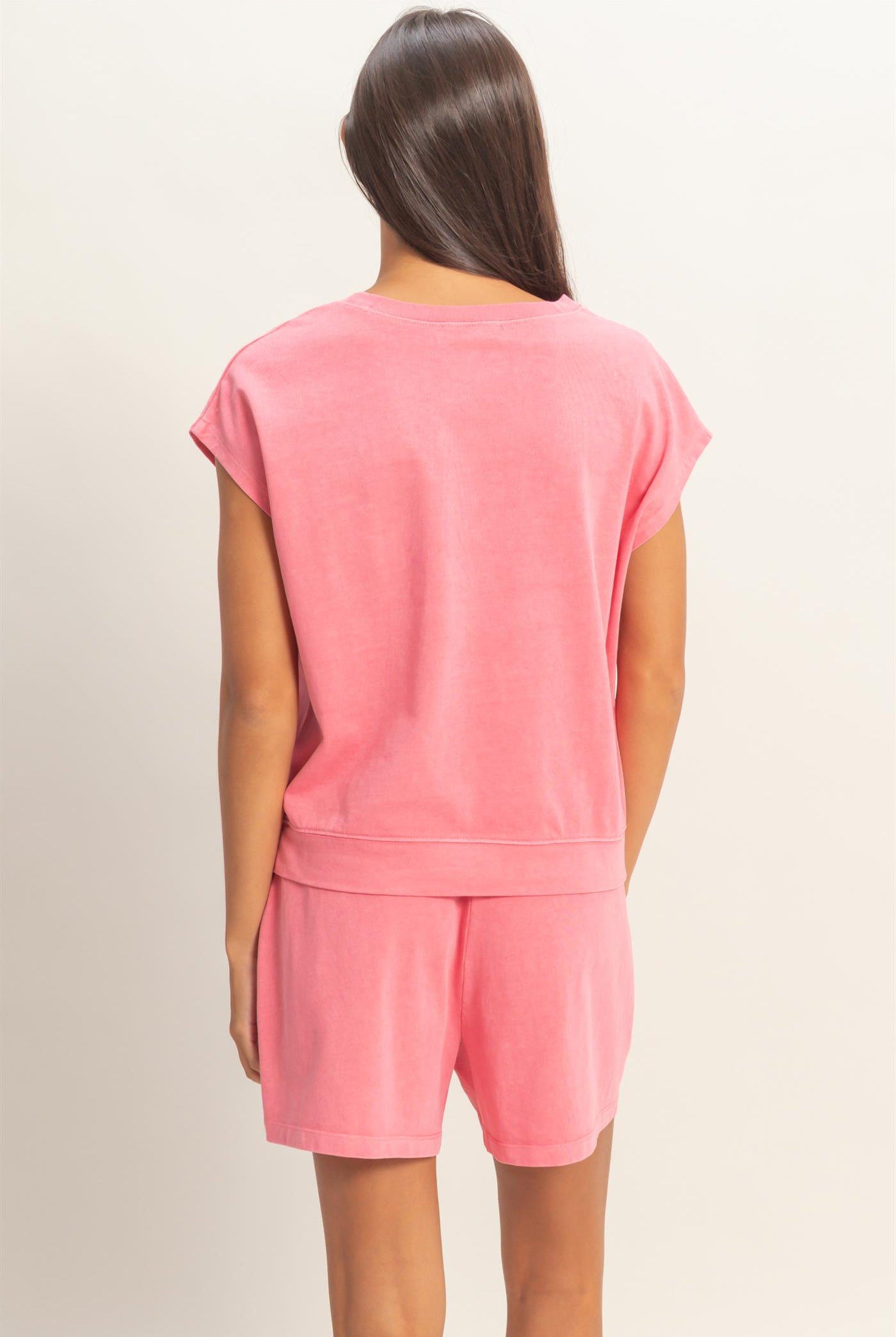 Wholesale Sleeveless Crew Neck Top and Shorts Set Clothing DZ26A028-SET TAFFY PINK DOUBLE ZERO