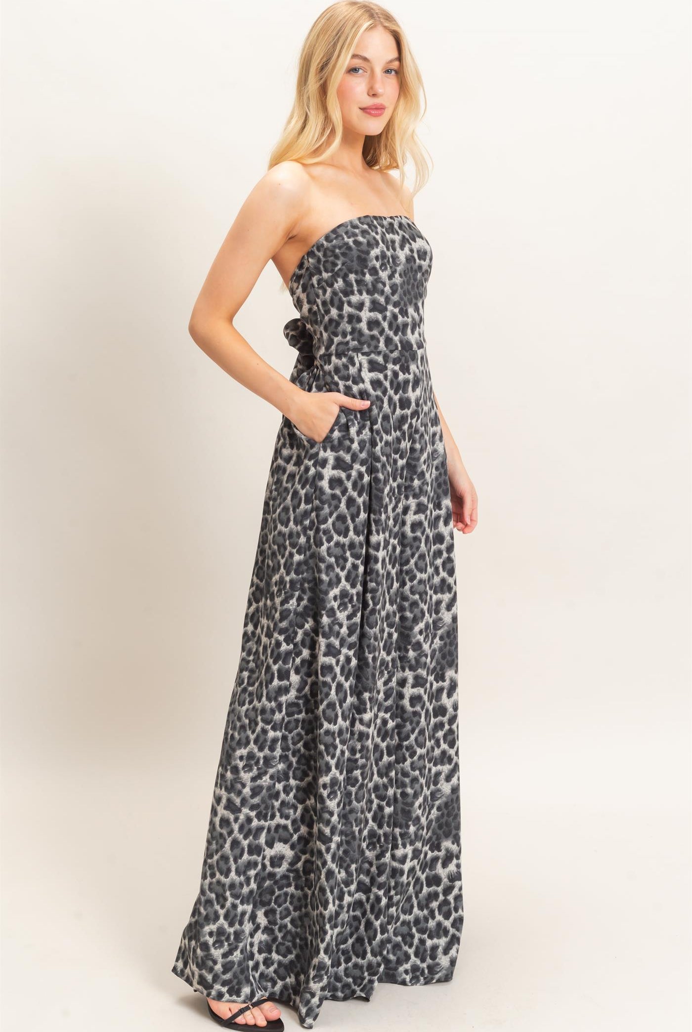 Wholesale Leopard Print Strapless Jumpsuit Clothing HF26F208 BLACK HYFVE