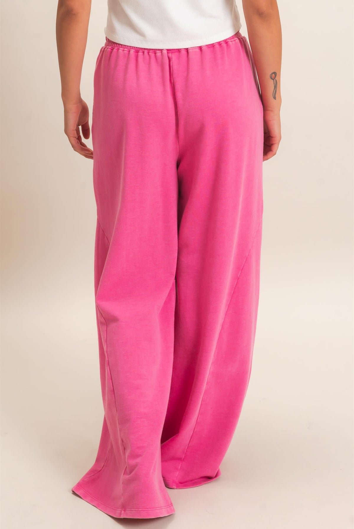 Wholesale Mineral Washed Wide Leg Pants Pants DZ26F082 FUCHSIA DOUBLE ZERO