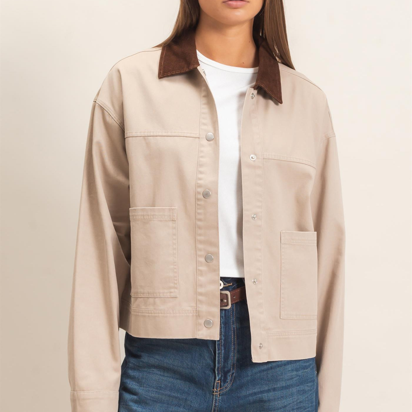 Wholesale Twill Barn Jacket Coats & Jackets DZ26E394 BEIGE DOUBLE ZERO