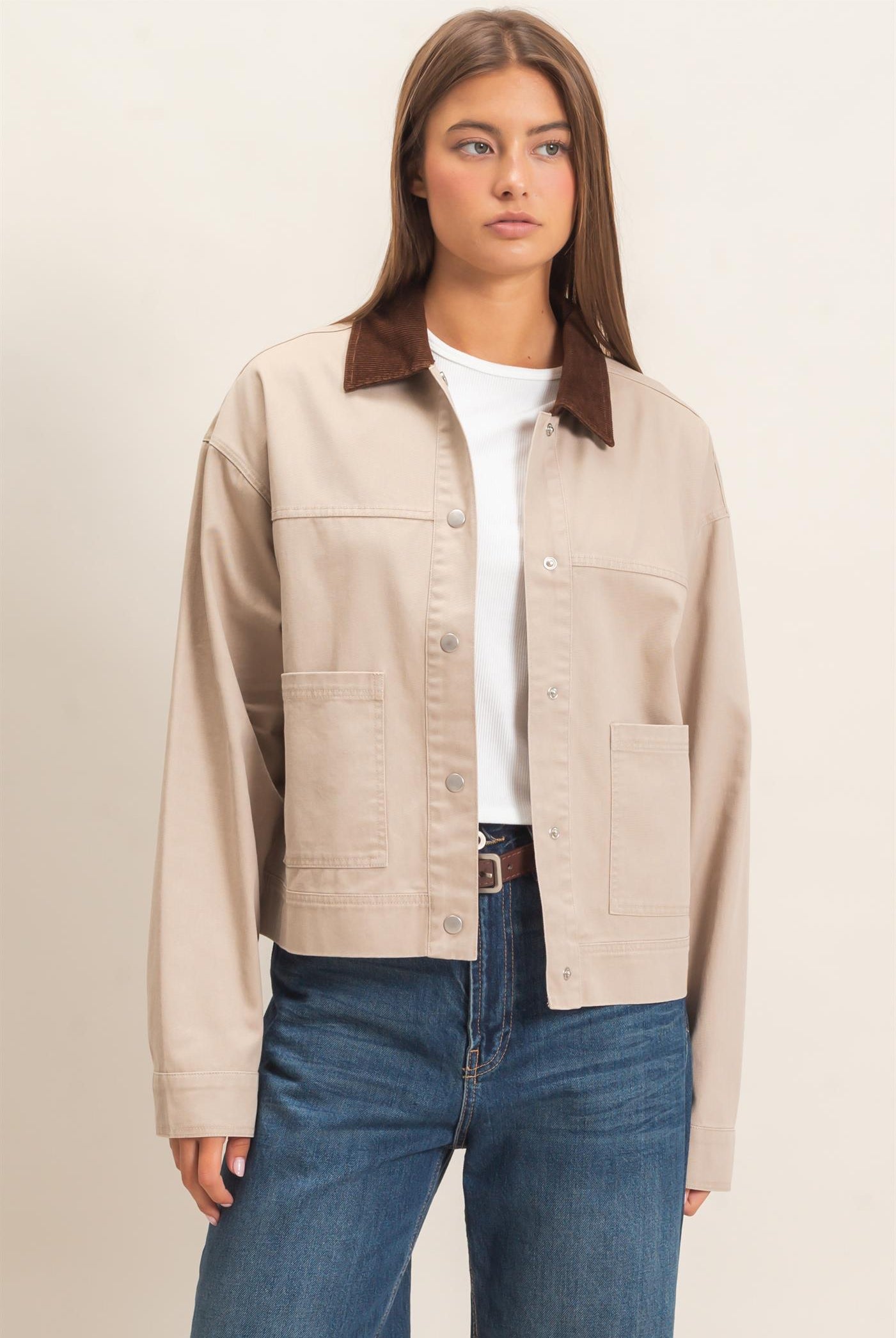 Wholesale Twill Barn Jacket Coats & Jackets DZ26E394 BEIGE DOUBLE ZERO
