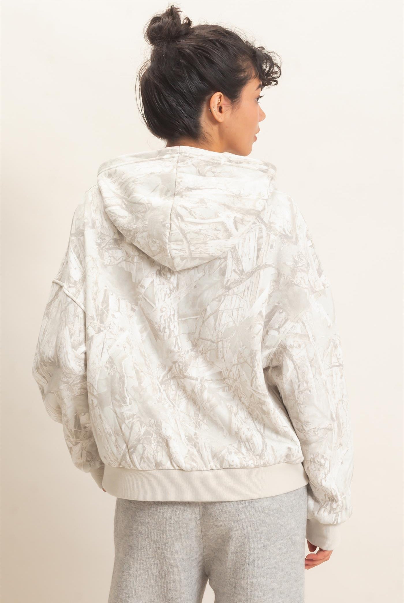 Wholesale Tree Camouflage Hoodie With Kangaroo Pocket Hoodies DZ26F011 GRAY DOUBLE ZERO