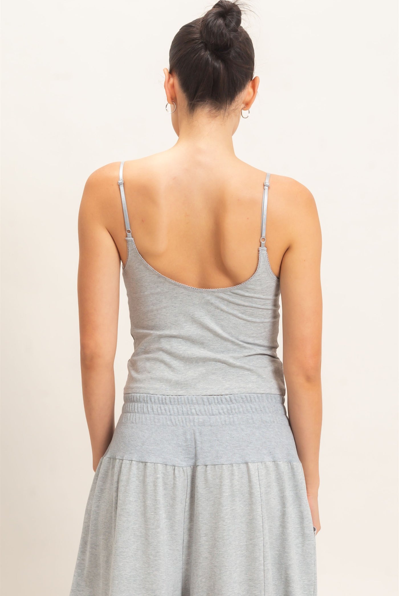 Wholesale Spaghetti Strap Bralette Top Camisoles HF26E621 HEATHER GRAY HYFVE