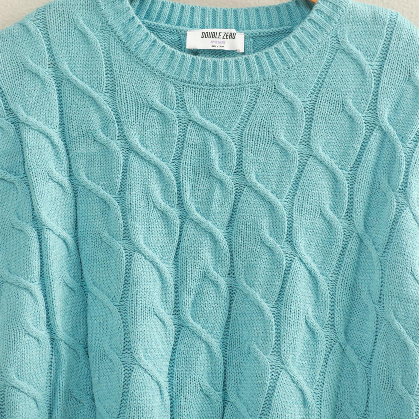 Wholesale Sleeveless Oversized Cable Knit Sweater Vest Vests DZ25C905 SKY BLUE DOUBLE ZERO