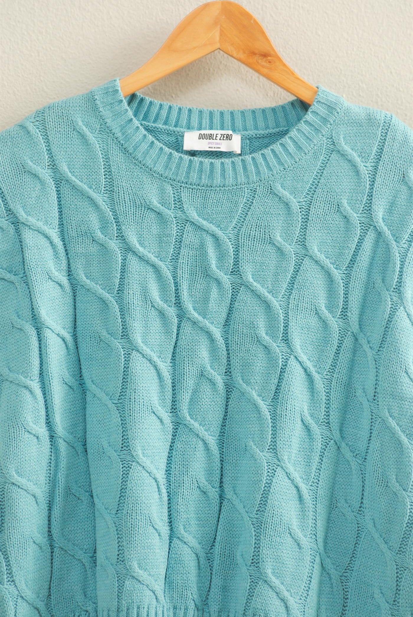 Wholesale Sleeveless Oversized Cable Knit Sweater Vest Vests DZ25C905 SKY BLUE DOUBLE ZERO