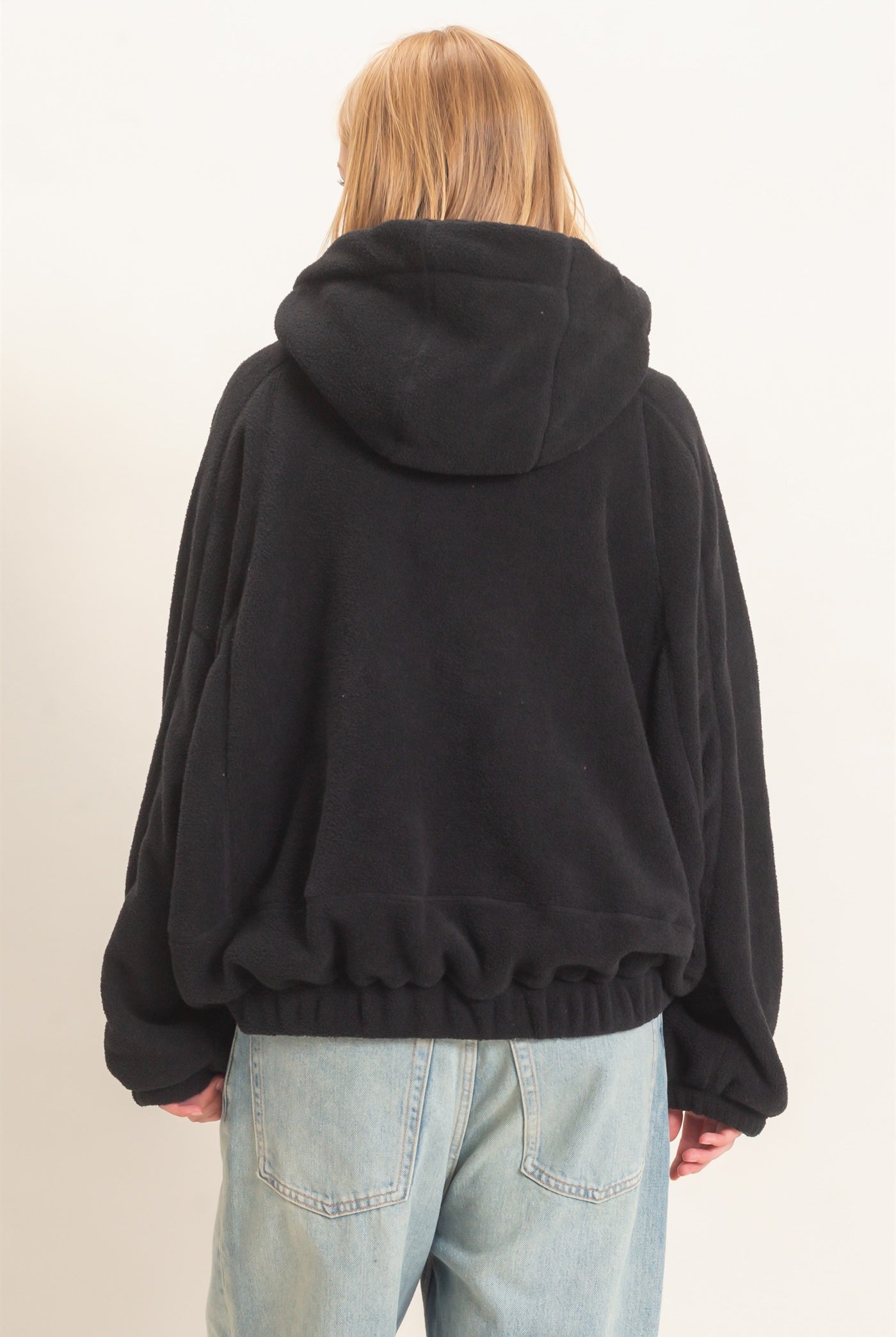 Wholesale Half-Zip Fleece Hoodie Hoodies HF26E561 BLACK HYFVE