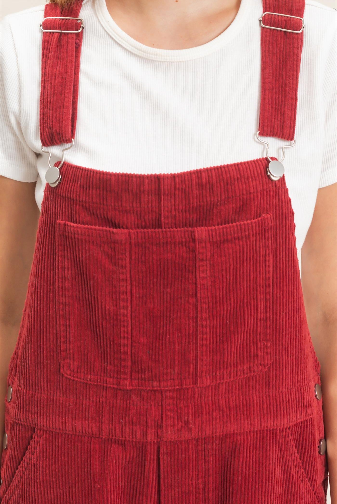 Wholesale Mineral Wash Corduroy Overalls Clothing HF26F210-D BURGUNDY HYFVE
