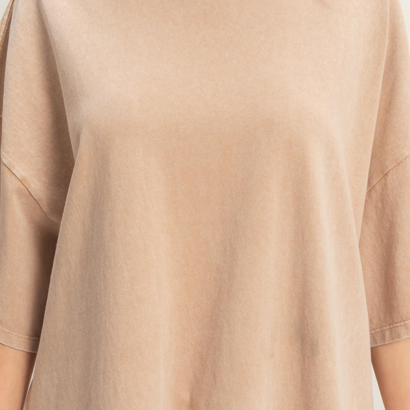 Wholesale Oversized Mineral Wash T-Shirt T-Shirts DZ26A031 DARK TAUPE DOUBLE ZERO