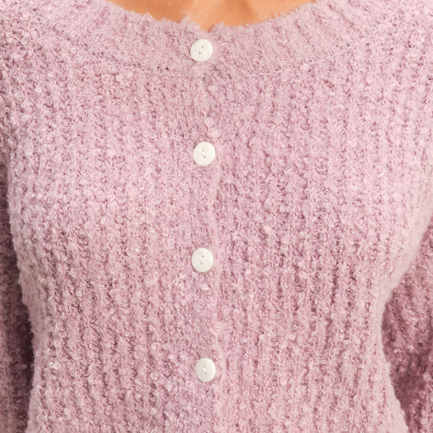 Wholesale Fluffy Knit Button-Up Cardigan Sweater Cardigans DZ25E592 PINK FROST DOUBLE ZERO