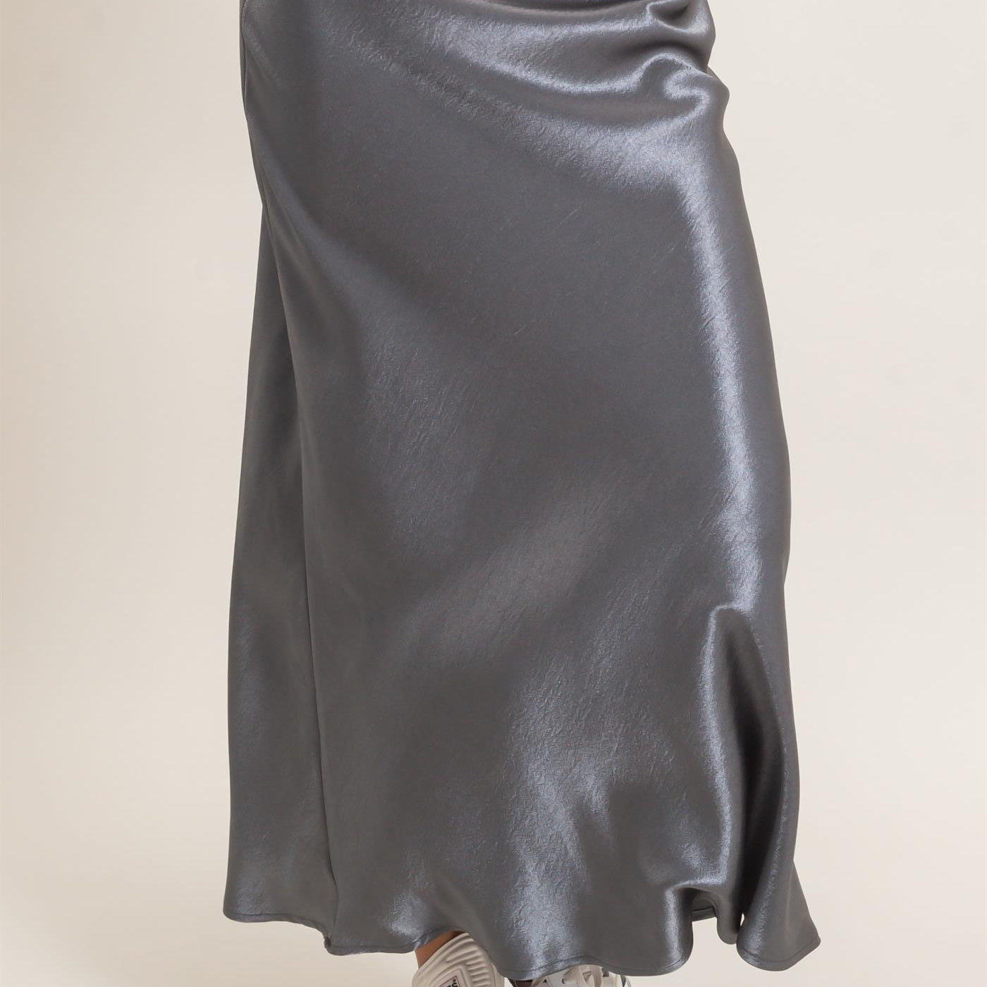 Wholesale Satin Midi Skirt Skirts DZ26C962 DARK GRAY DOUBLE ZERO