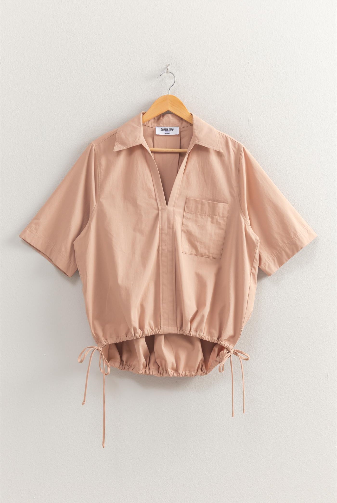 Wholesale Bubble Hem Relaxed Fit Shirt Polos DZ25E081 DARK TAUPE DOUBLE ZERO