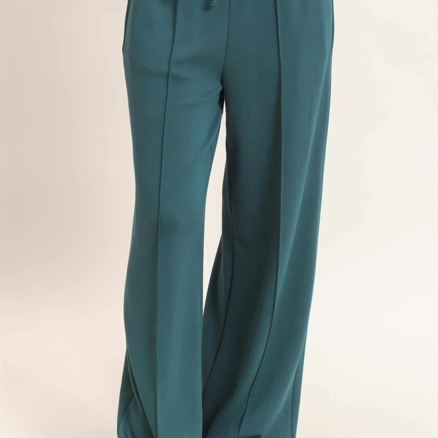 Wholesale Drawstring Waist Pintuck Wide Leg Pants Pants DZ26E384 DEEP GREEN HYFVE