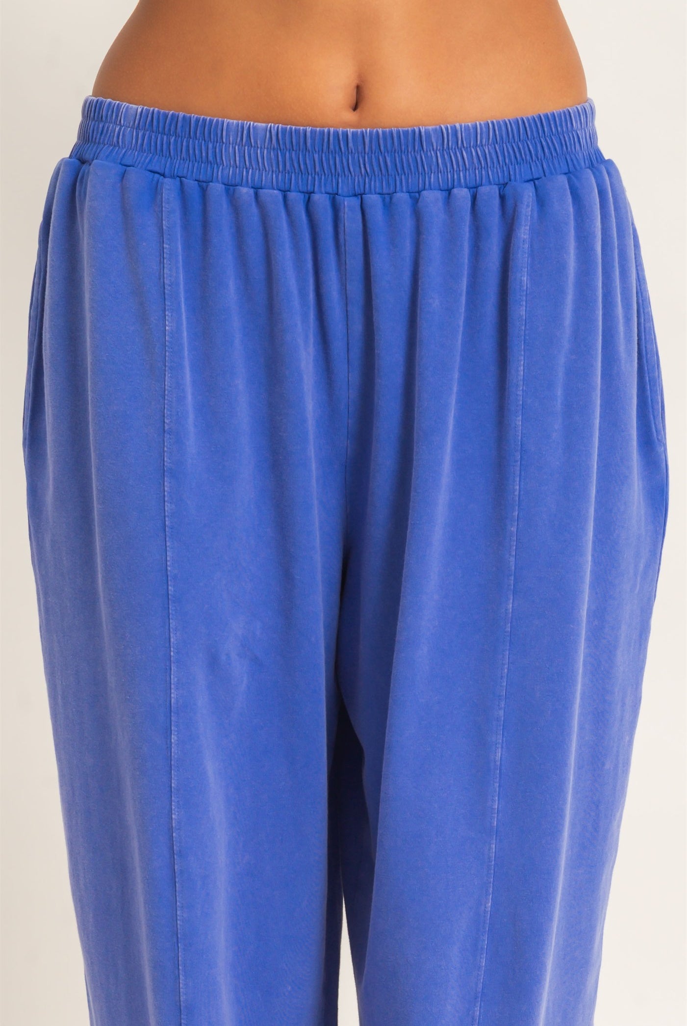 Wholesale Mineral Wash Elastic Waist Jogger Pants Joggers DZ26F405 COBALT DOUBLE ZERO