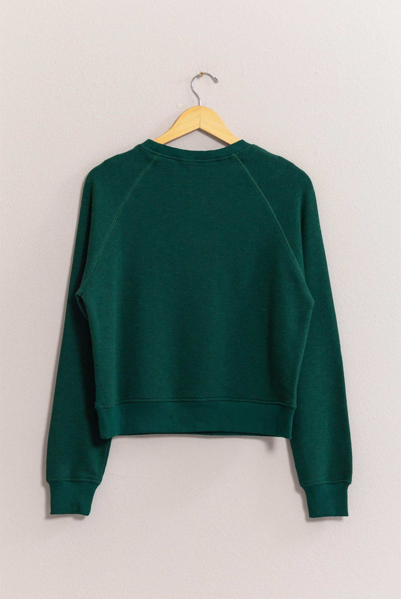 Wholesale Raglan Sleeve Pocket Sweatshirt Sweatshirts DZ24F992 DARK GREEN DOUBLE ZERO