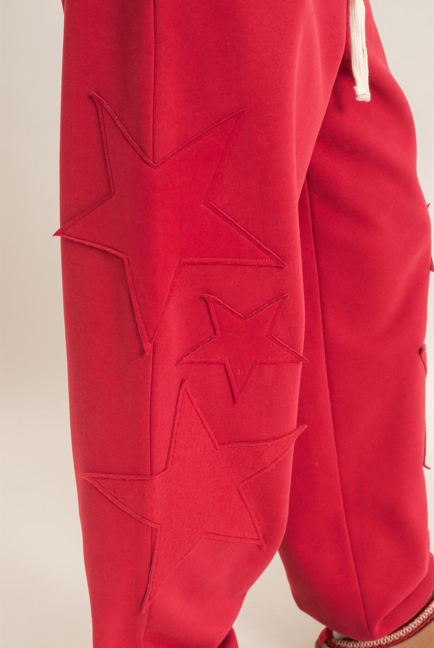 Wholesale Star Patch Jogger Pants Joggers DZ26E889 DARK RED DOUBLE ZERO