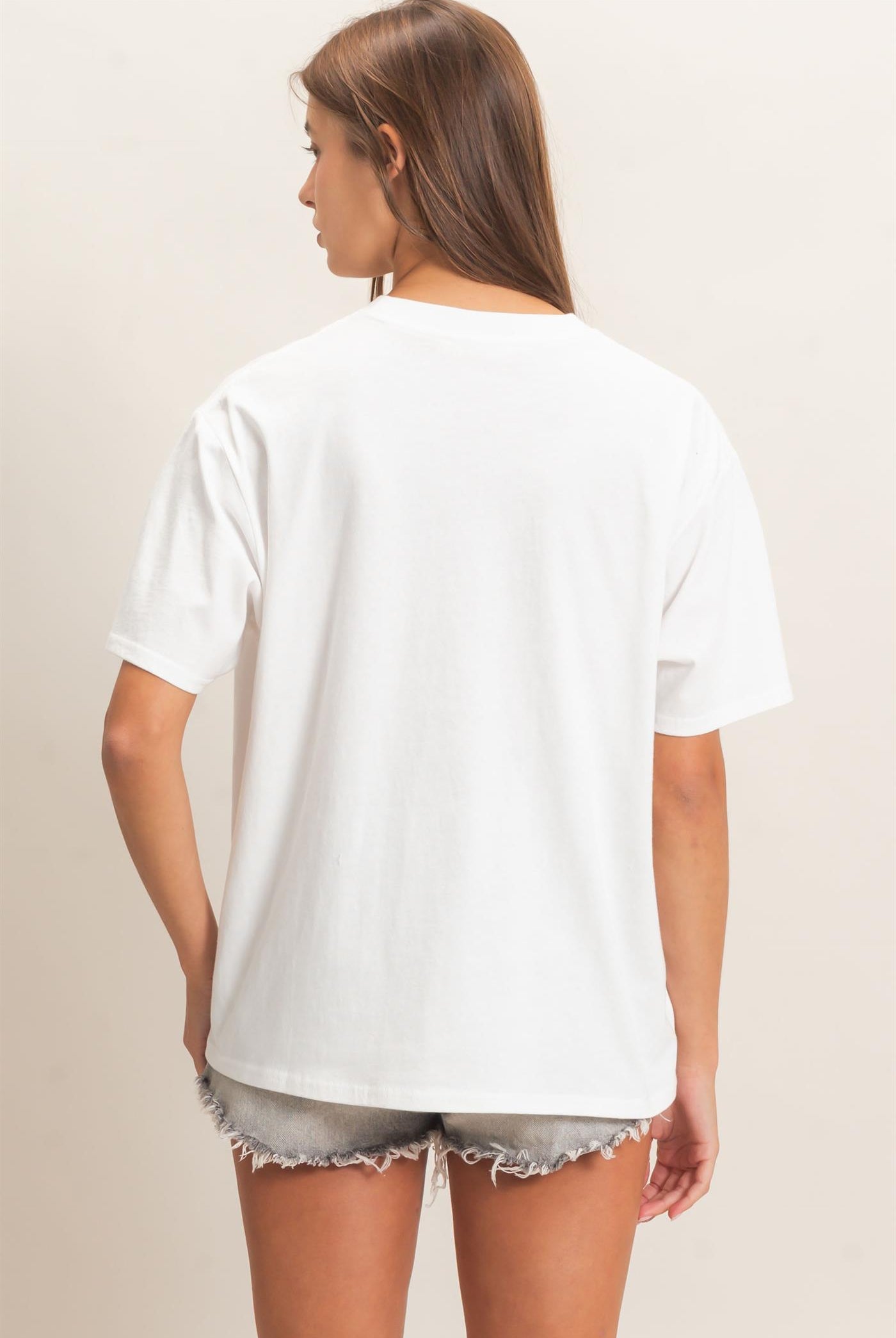 Wholesale Crew Neck Pigment Dye T-Shirt Clothing Tops DZ26E448 WHITE DOUBLE ZERO