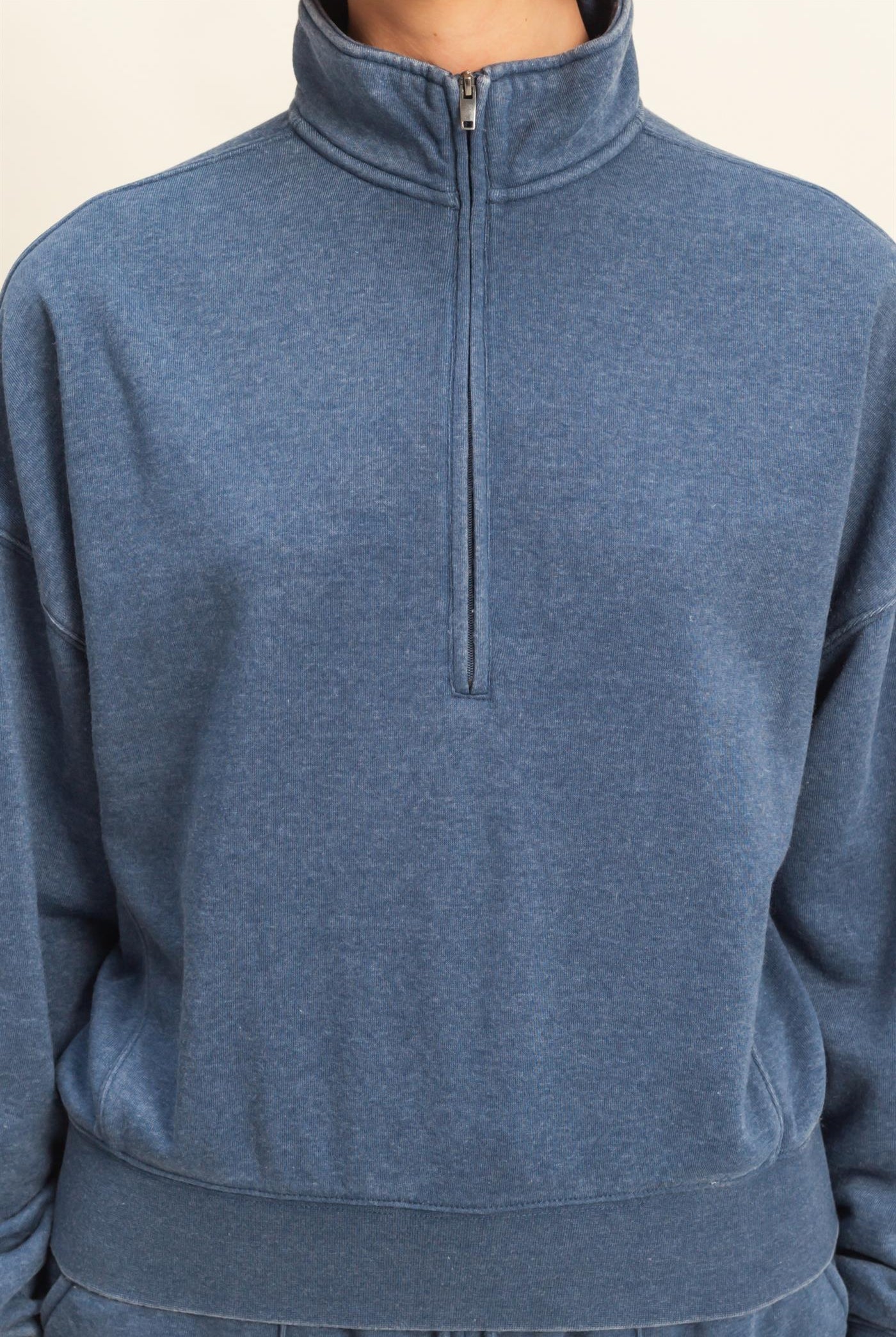 Wholesale Love This Way Half-Zip Sweatshirt Sweatshirts DZ25C908 DUSTY NAVY DOUBLE ZERO