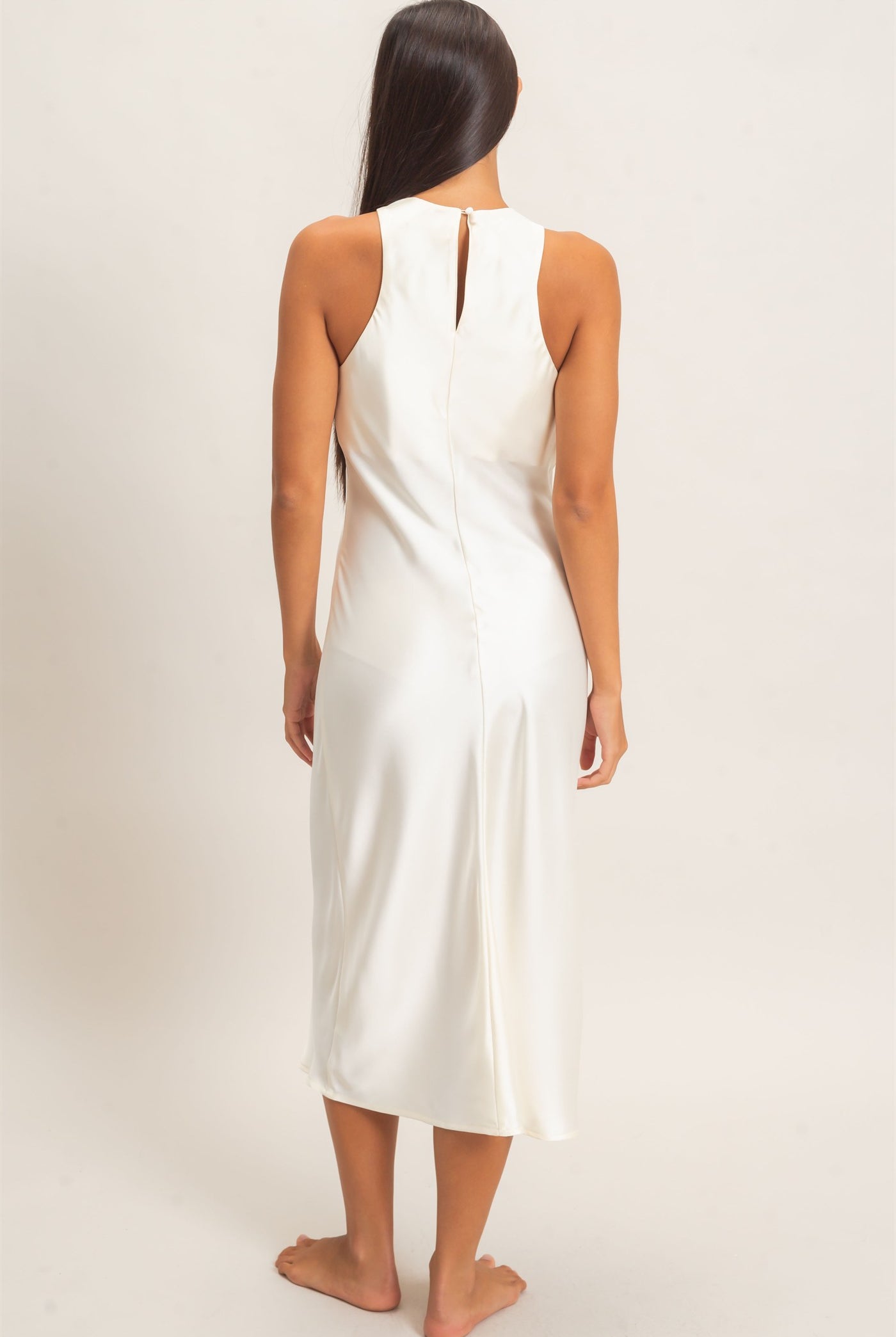 Wholesale Sleeveless Satin Midi Dress Dresses DZ26E257 CREAM DOUBLE ZERO