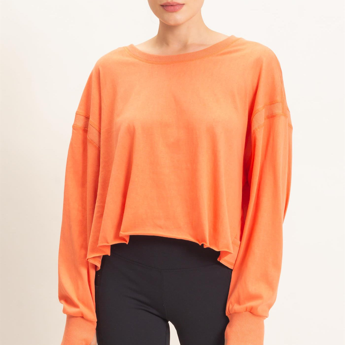 Wholesale Crew Neck Top Clothing Tops HF26C808 ORANGE HYFVE