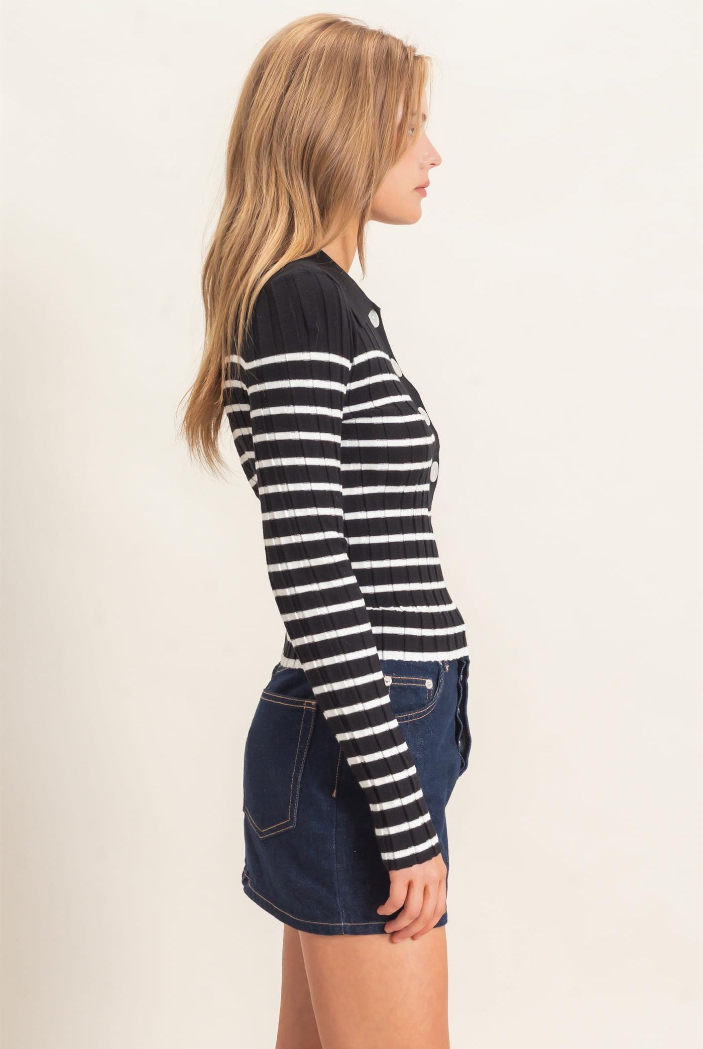 Wholesale Ribbed Collared Sweater Sweaters HF26E534 BLACK HYFVE