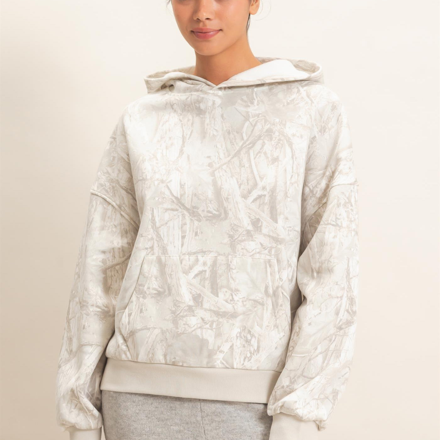 Wholesale Tree Camouflage Hoodie With Kangaroo Pocket Hoodies DZ26F011 GRAY DOUBLE ZERO