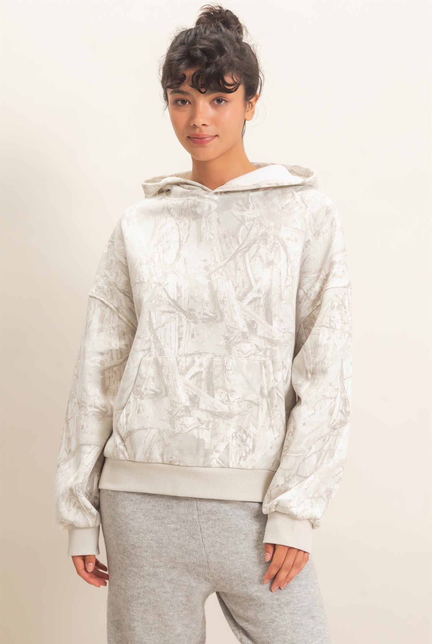 Wholesale Tree Camouflage Hoodie With Kangaroo Pocket Hoodies DZ26F011 GRAY DOUBLE ZERO