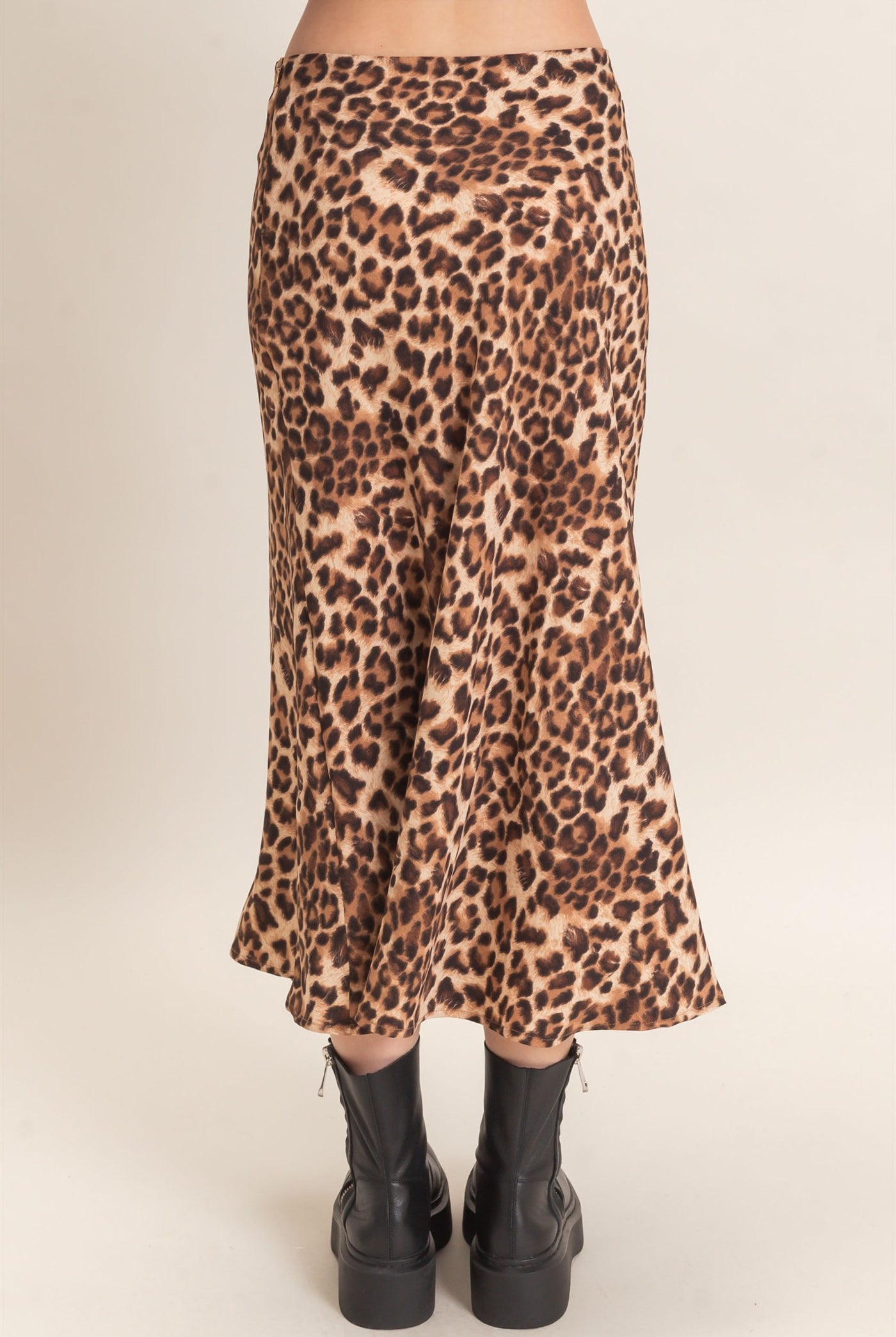 Wholesale Leopard Print Midi Skirt Skirts HF26F159 BROWN DOUBLE ZERO