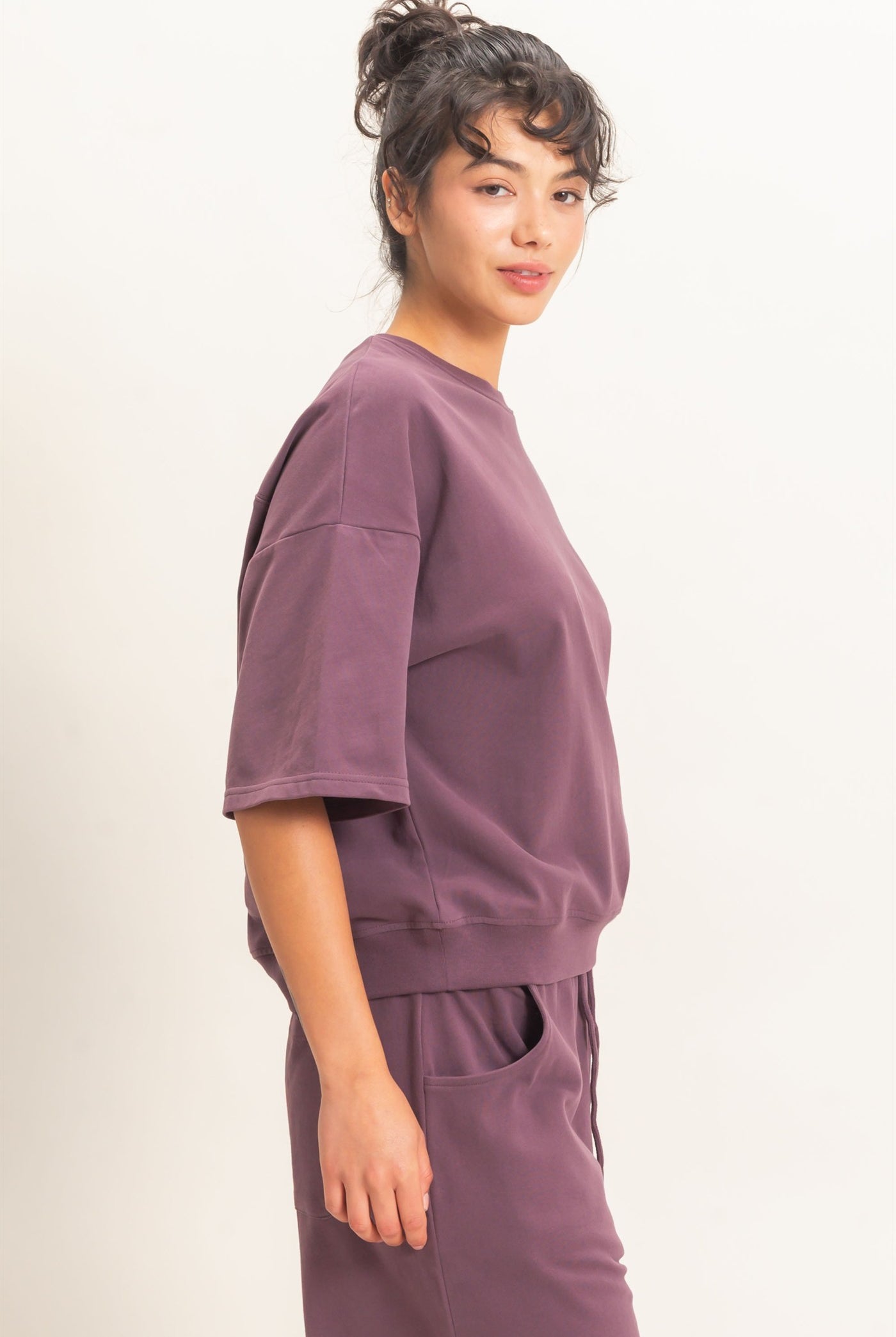 Wholesale Washed Crew Neck Short Sleeve Top Clothing Tops DZ26E381 COCOA DOUBLE ZERO