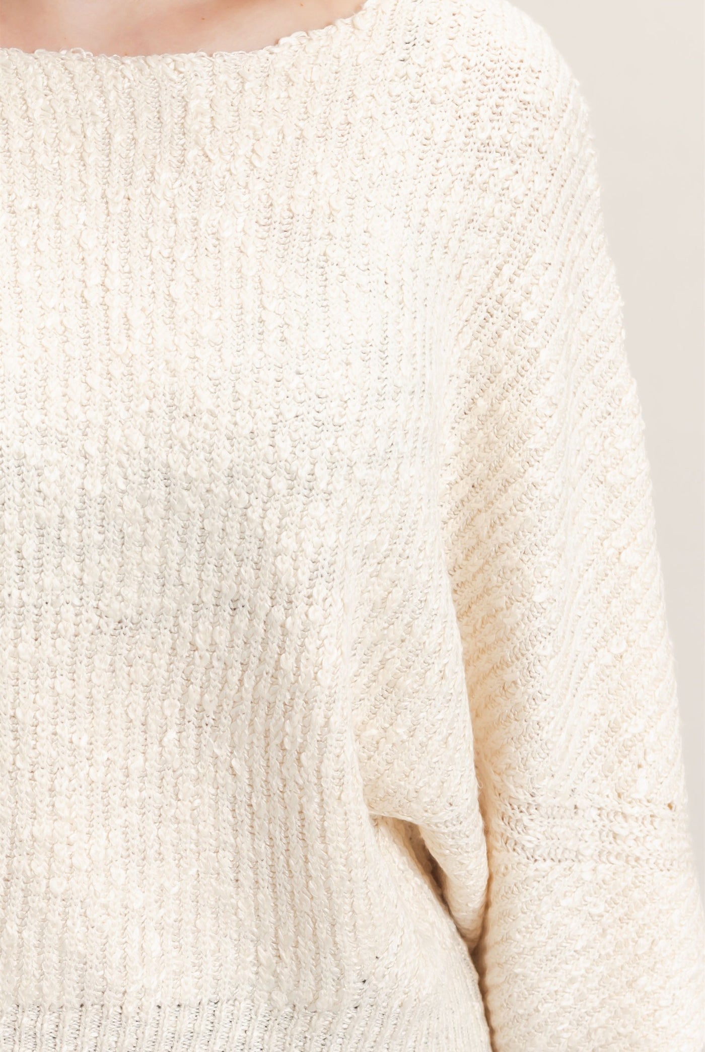 Wholesale Ribbed Boat Neck Sweater Sweaters HF26F201 CREAM HYFVE