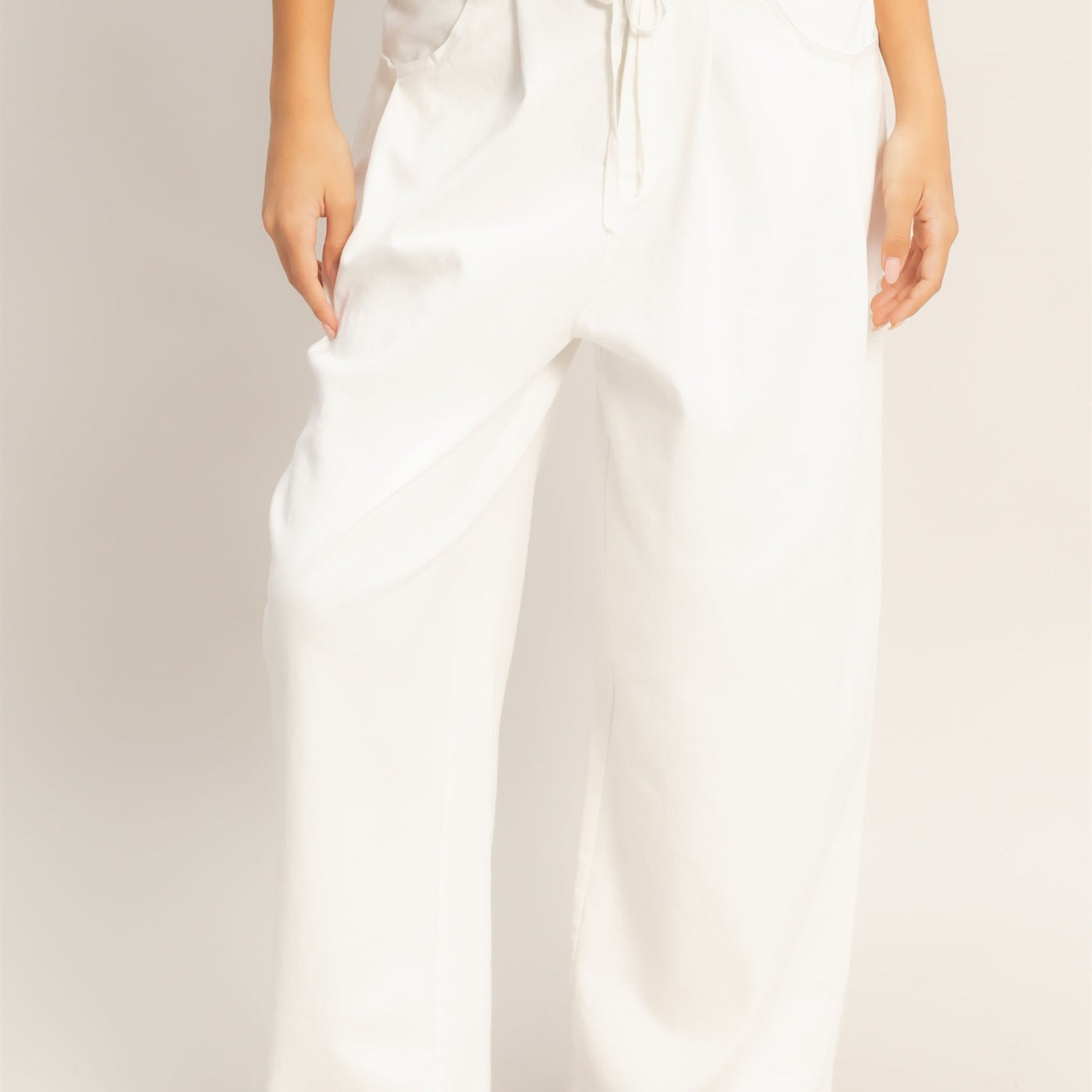 Wholesale Drawstring Wide-Leg Pants Pants HF26A393 WHITE HYFVE