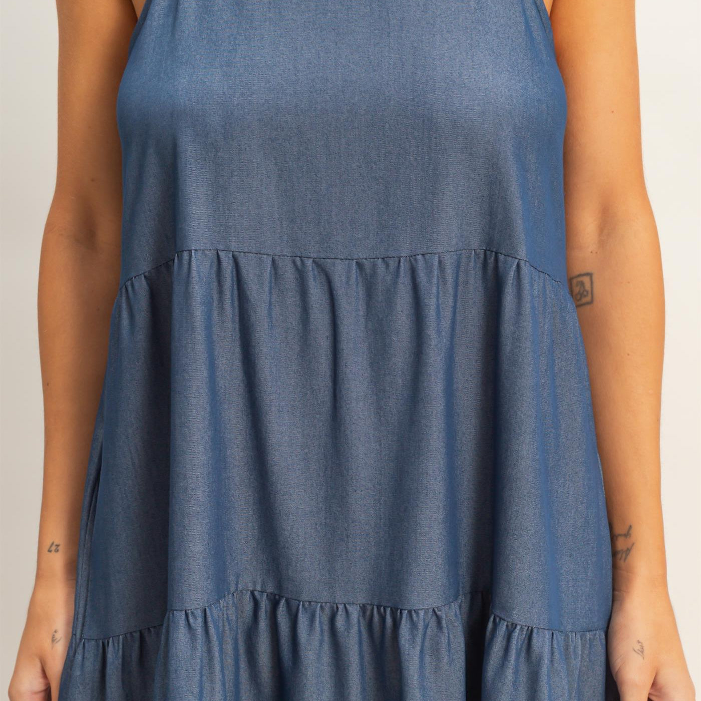 Wholesale Tiered Spaghetti Strap Dress Dresses HF26E426-D D.DENIM HYFVE