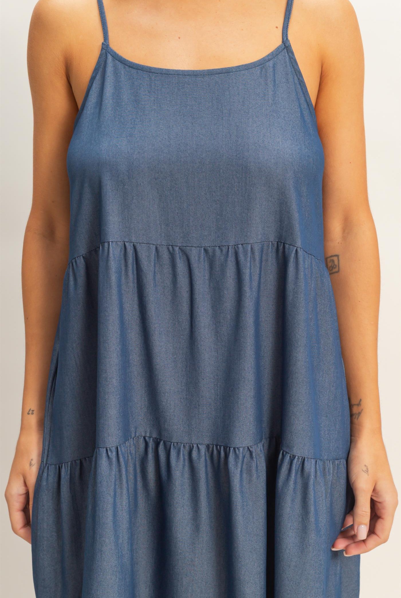 Wholesale Tiered Spaghetti Strap Dress Dresses HF26E426-D D.DENIM HYFVE