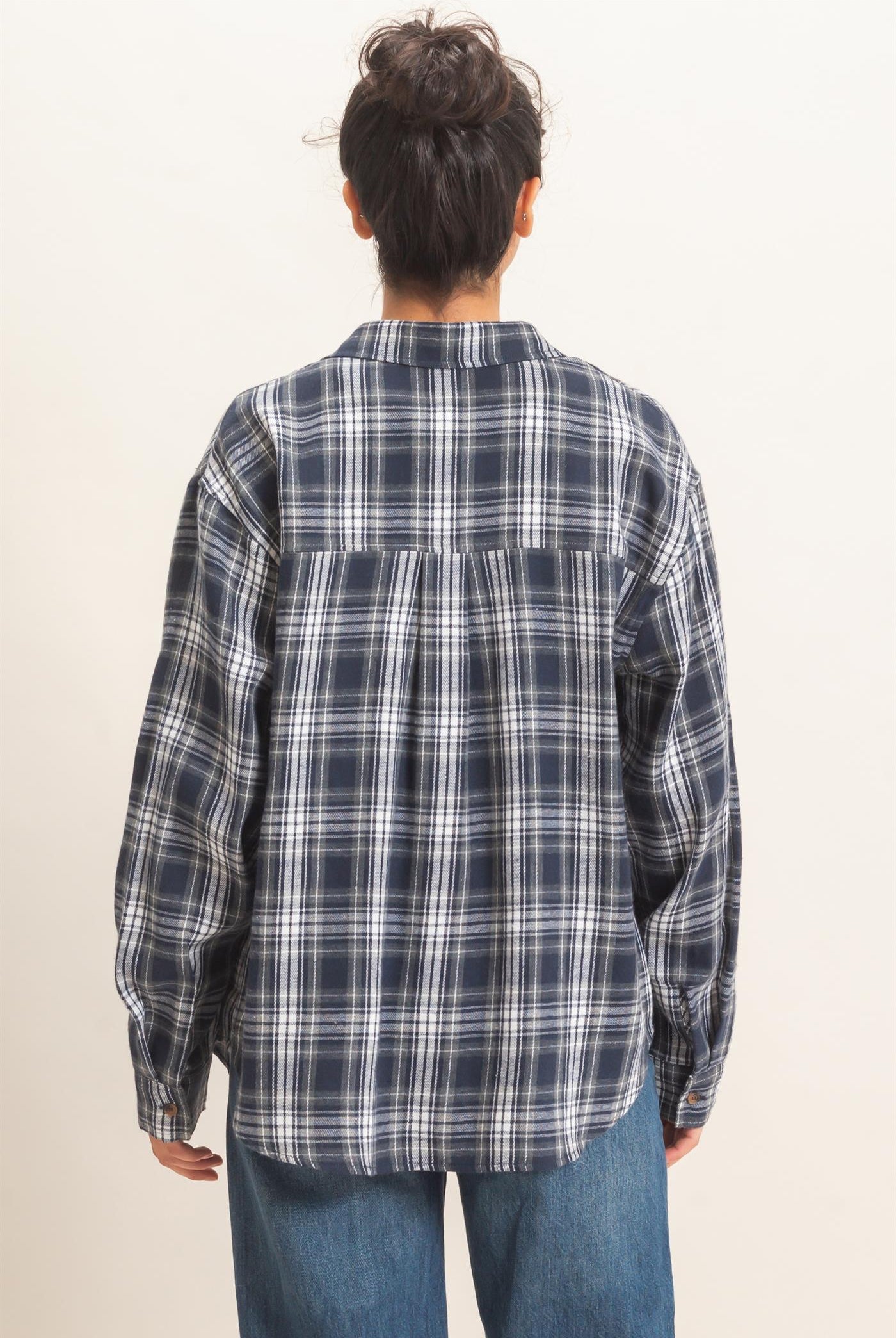 Wholesale Plaid Long Sleeve Shirt Shirts DZ26F275 NAVY DOUBLE ZERO