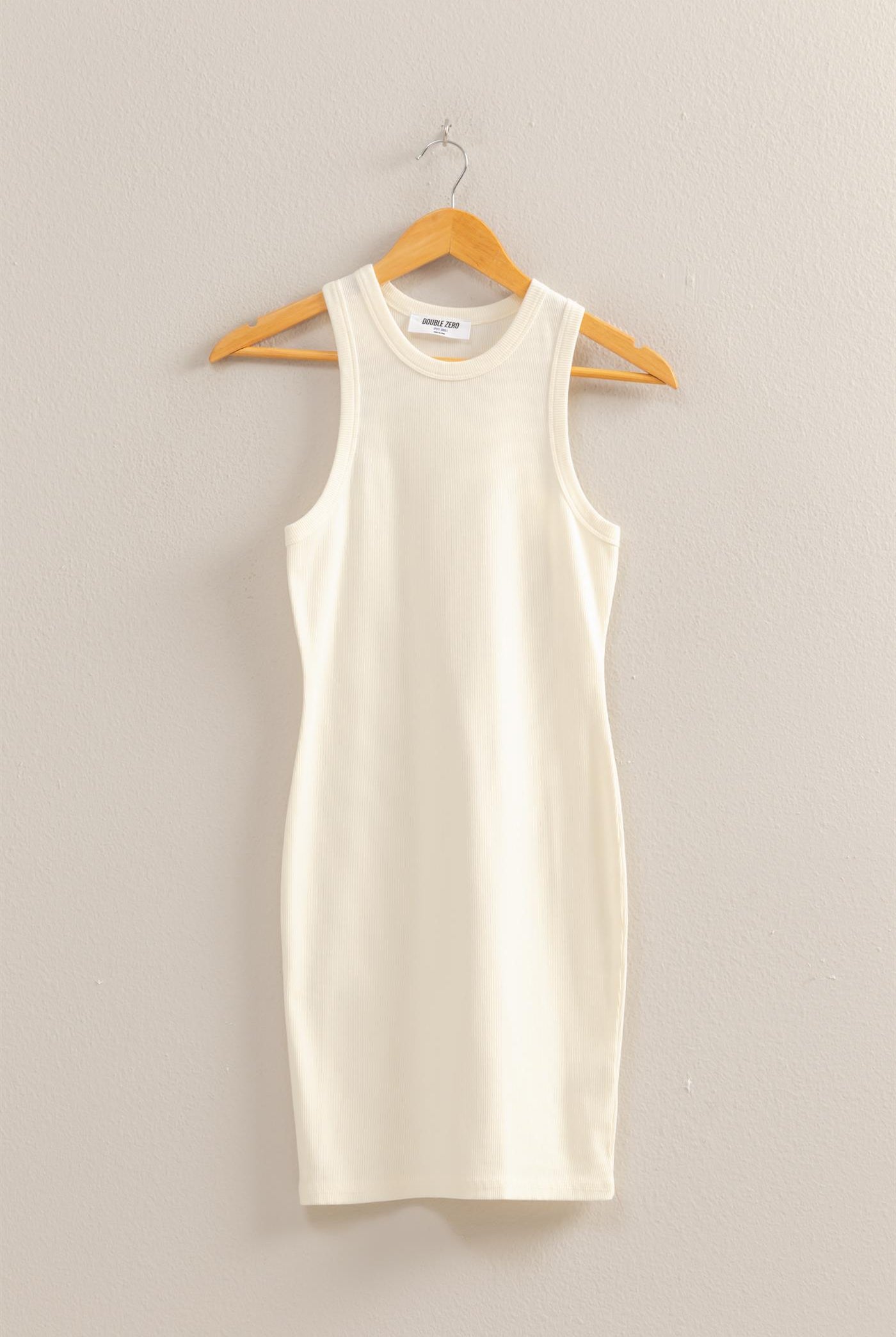 Wholesale Acid Washed Ribbed Mini Dress Dresses DZ25E297 CREAM DOUBLE ZERO