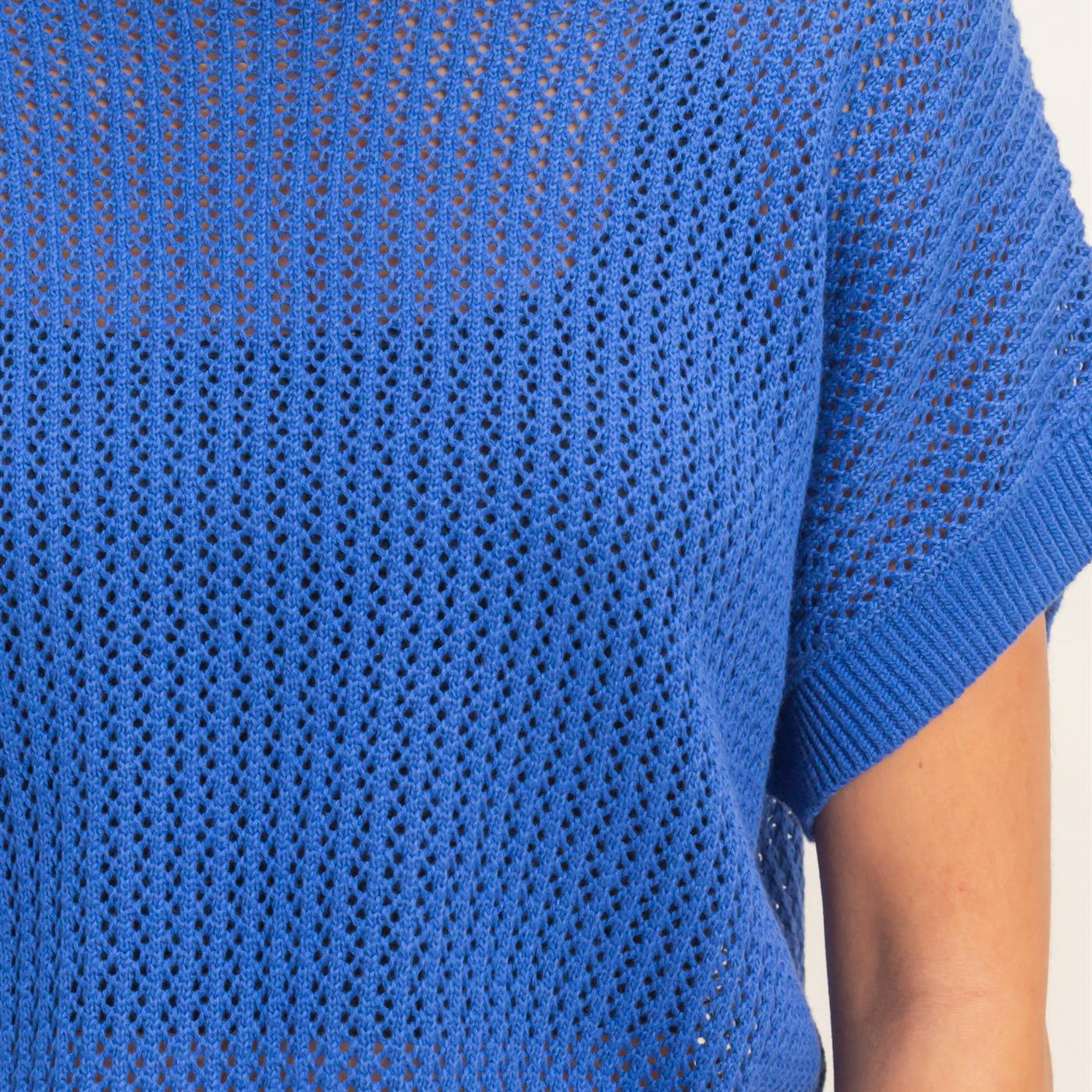 Wholesale Open-Knit Dolman Sleeve Top Clothing Tops DZ26A334 COBALT DOUBLE ZERO