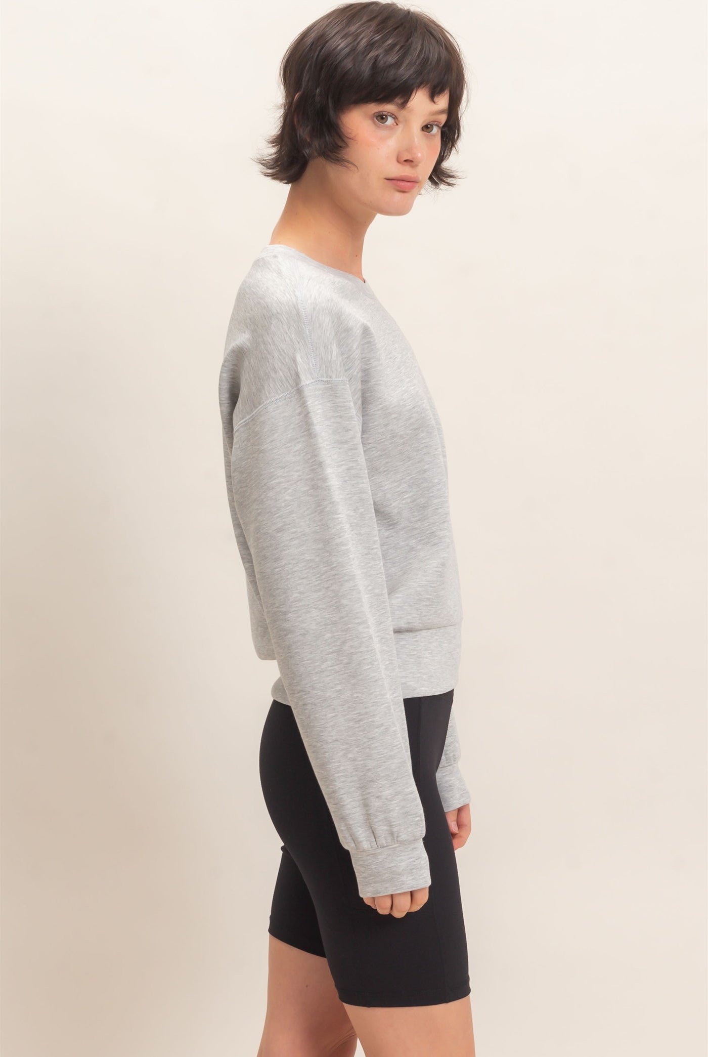 Wholesale Crew Neck Sweatshirt Sweatshirts DZ26C966 HEATHER GRAY DOUBLE ZERO