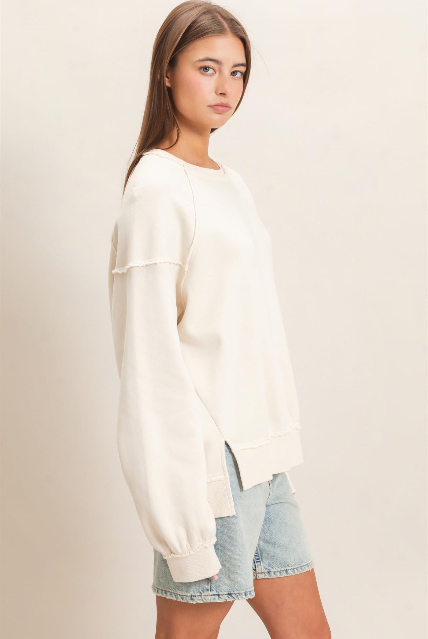 Wholesale Acid Wash Raw Edge Sweatshirt Sweatshirts DZ26C910 ALPACA DOUBLE ZERO