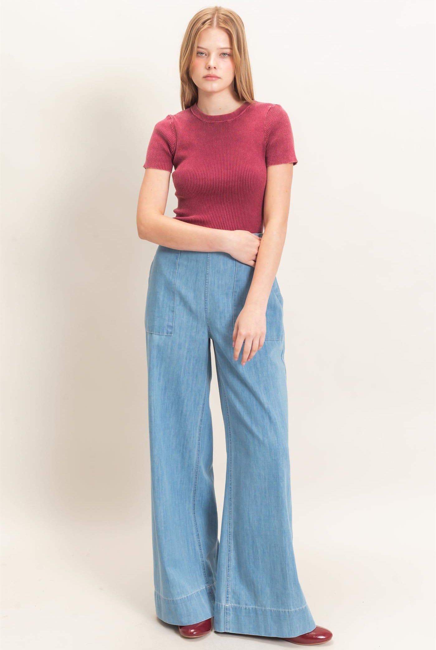 Wholesale Wide-Leg Denim Pants Pants HF26C877 LIGHT BLUE HYFVE