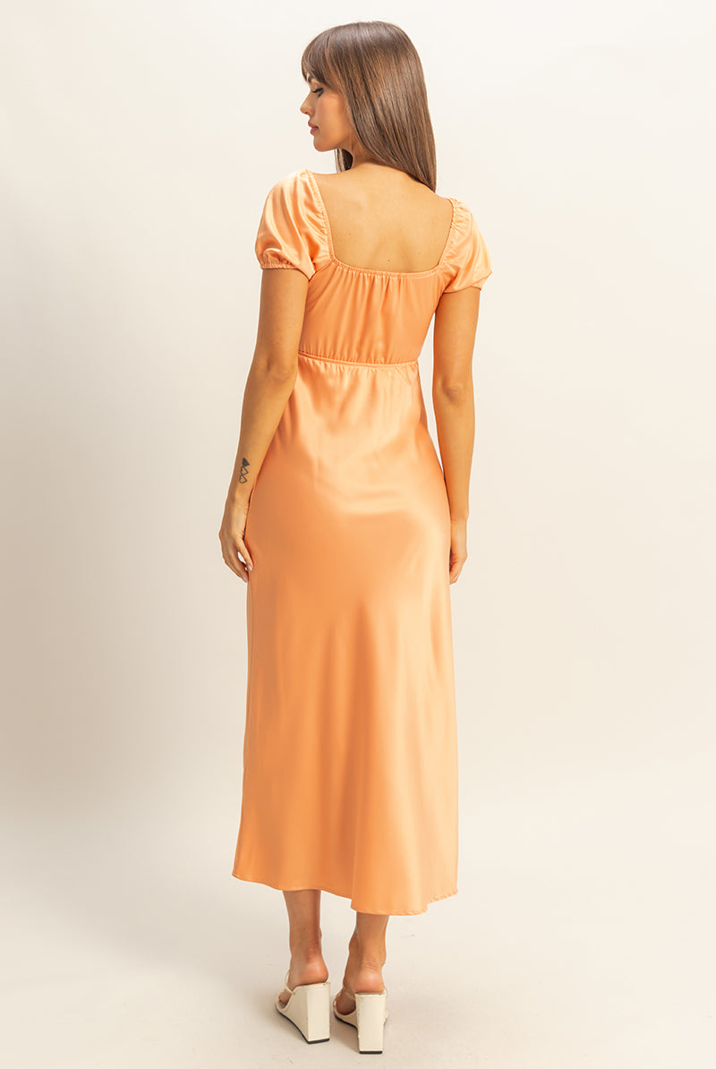 Wholesale Front Tie Maxi Dress Dresses FS22E780 L.ORANGE HYFVE