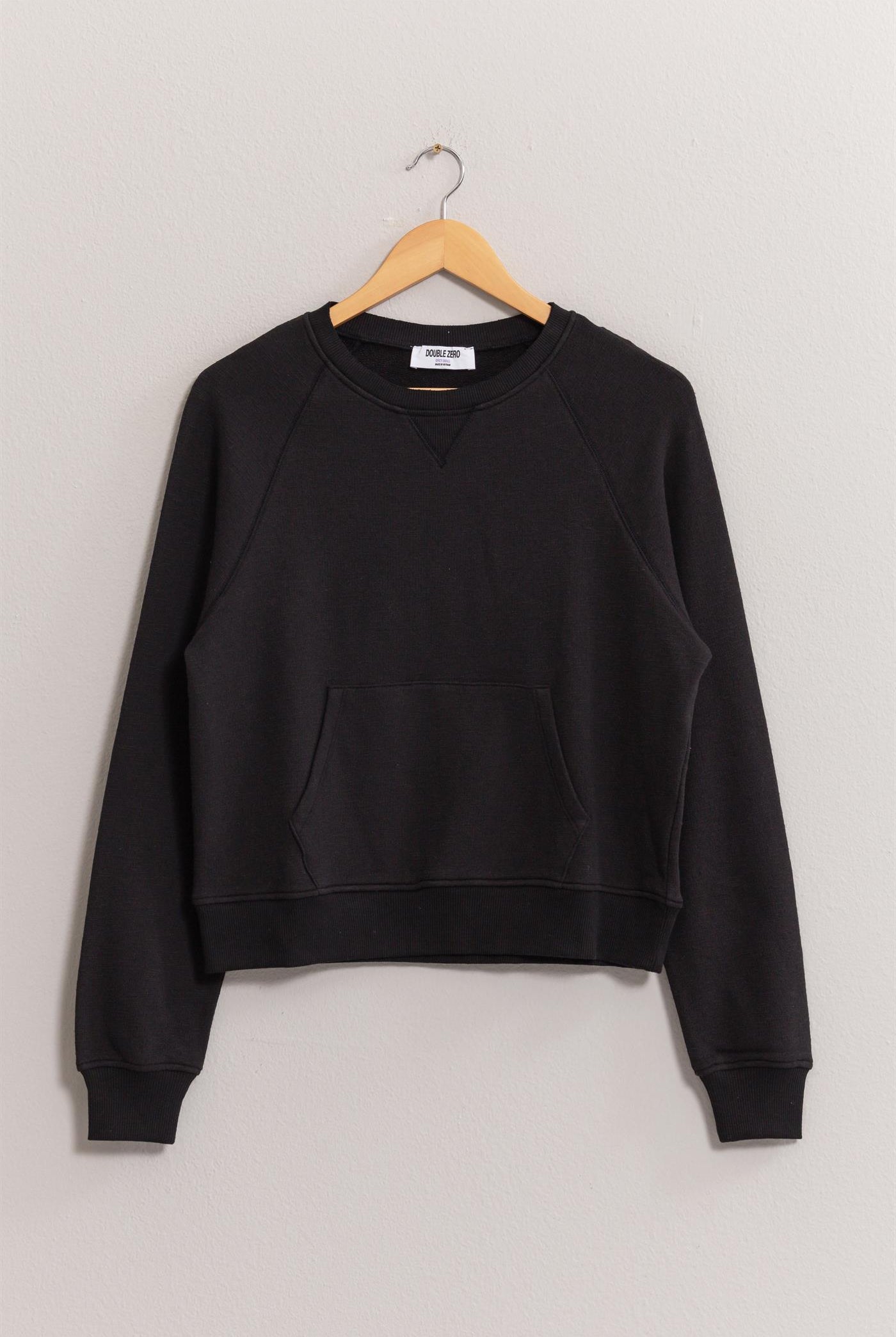 Wholesale Raglan Sleeve Pocket Sweatshirt Sweatshirts DZ24F992 BLACK DOUBLE ZERO